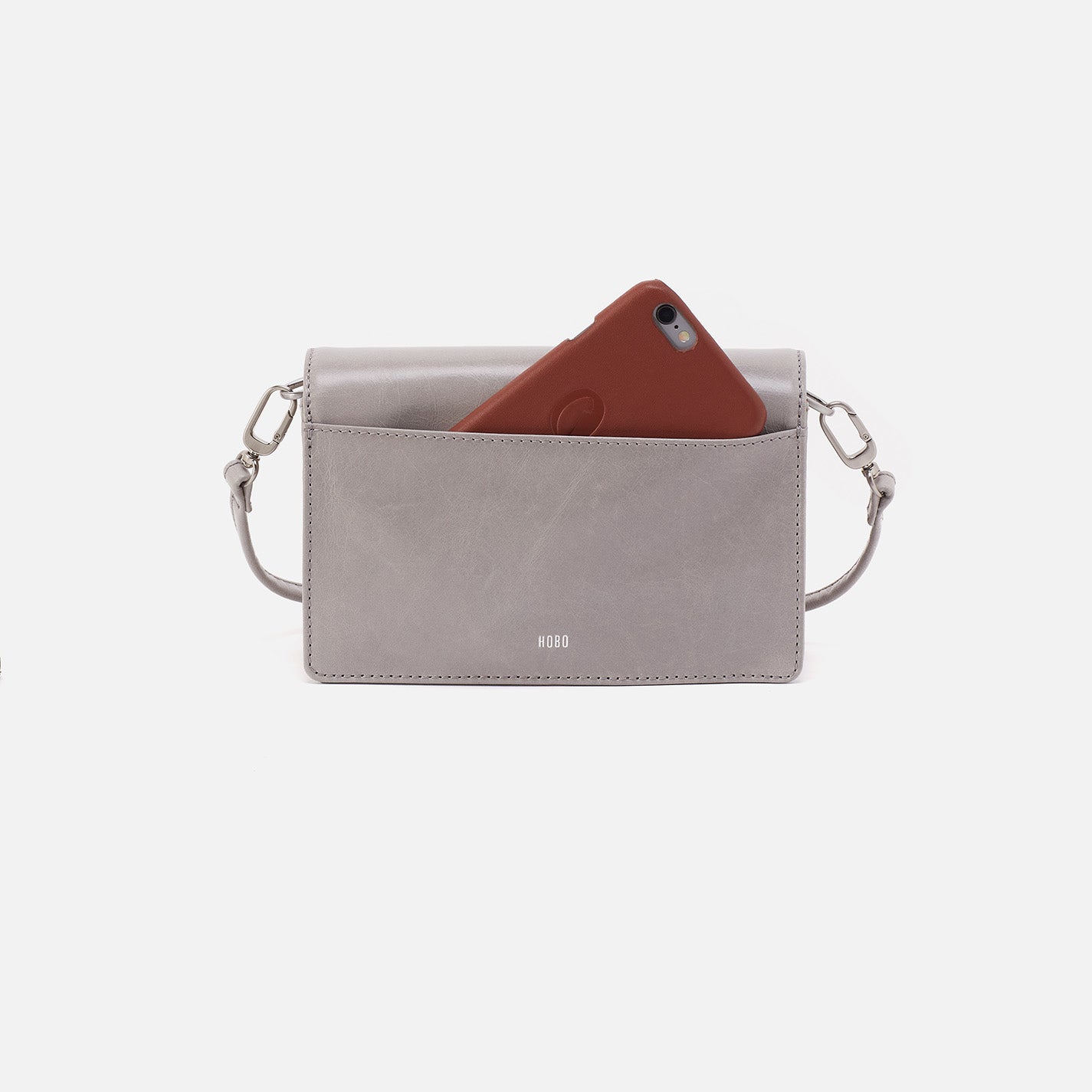 Jill Crossbody Bag in Polished Leather - Light Grey | Stylish Women's Shoulder Purse for Everyday Use, Work & Travel