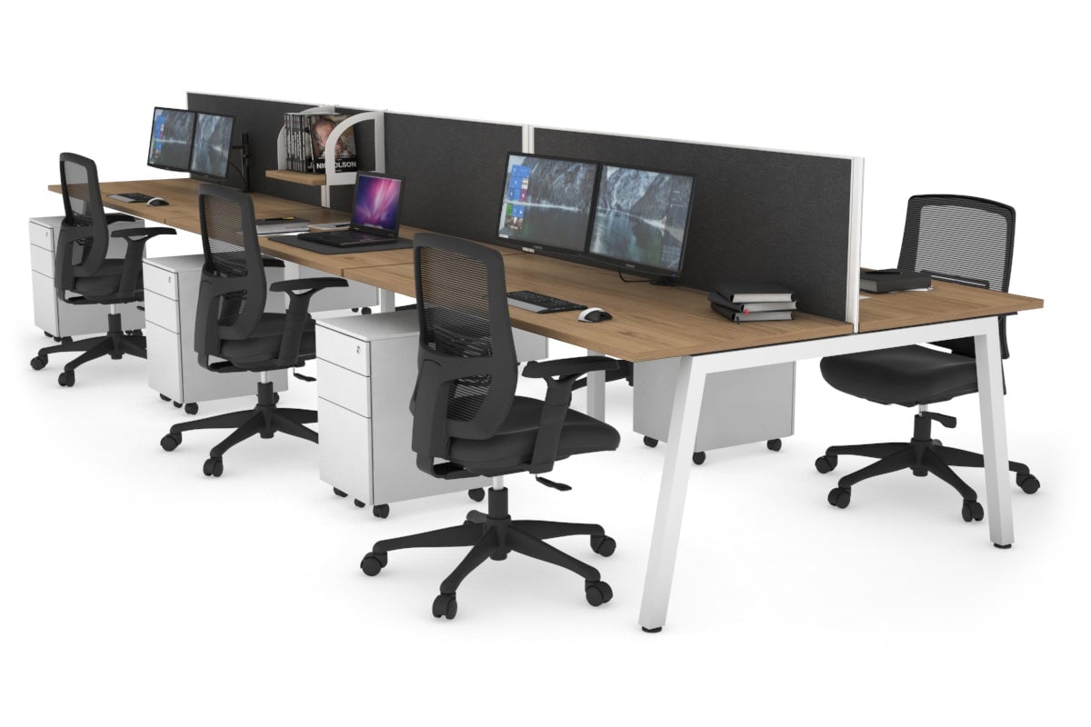 6-Person Office Workstation Desk - 1800L x 700W Dimensions - Ideal for Collaborative Workspaces & Team Projects