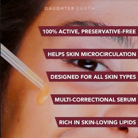 DAUGHTER EARTH Eternal Youth Rejuvenating Face Serum - Vegan Natural & Ayurvedic Brightening Serum for Wrinkles & Fine Lines | Rich in Skin-Loving Lipids | Softens & Hydrates All Skin Types | 15ml | Perfect for Daily Anti-Aging Routine & Night Skincare Regimen