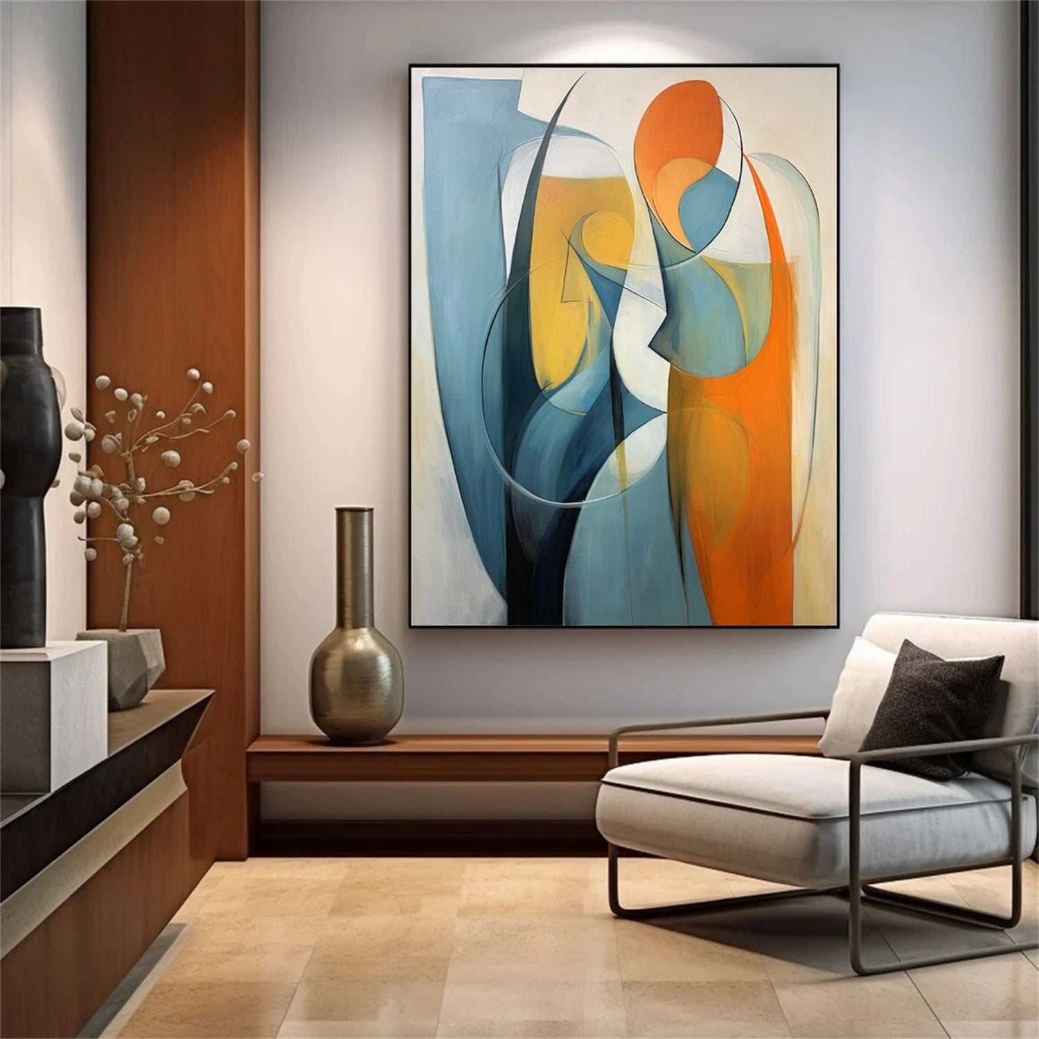 Contemporary Abstract Minimalist Wall Art Painting - Modern Home Decor for Living Room, Bedroom & Office - #CW016