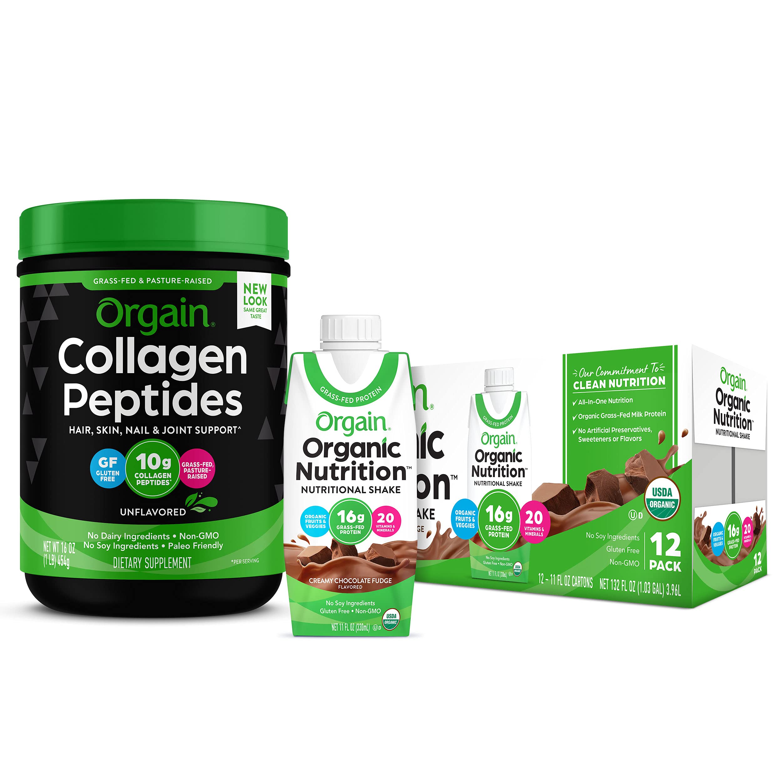 Orgain Organic Hydrolyzed Collagen Protein Powder - Grass-Fed, Keto & Paleo Friendly - Supports Skin, Hair & Nail Health - Perfect for Smoothies, Coffee & Post-Workout Recovery