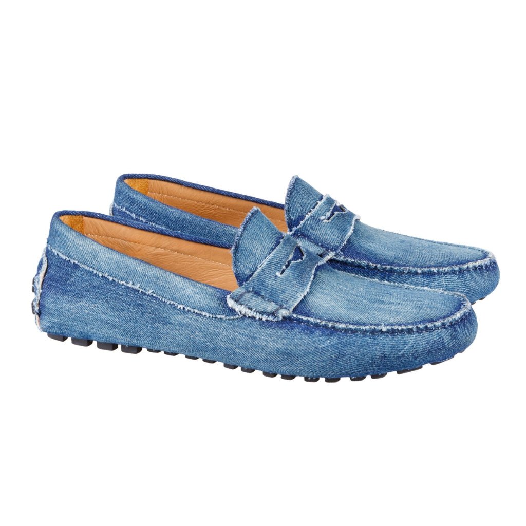 ARTIGIANO ROMA Men's Denim Penny Loafers - Classic Italian Style Slip-On Shoes for Casual & Business Wear | Perfect for Office, Travel & Date Nights