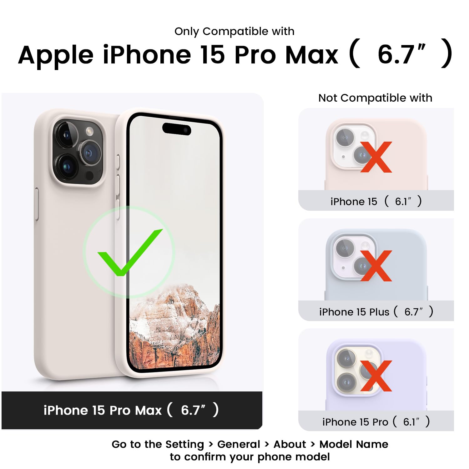 OTOFLY Premium Soft Liquid Silicone Case for iPhone 15 Pro Max - Slim Fit, Silky Touch, Full-Body Protection (Stone Color) - Perfect for Everyday Use, Work & Travel