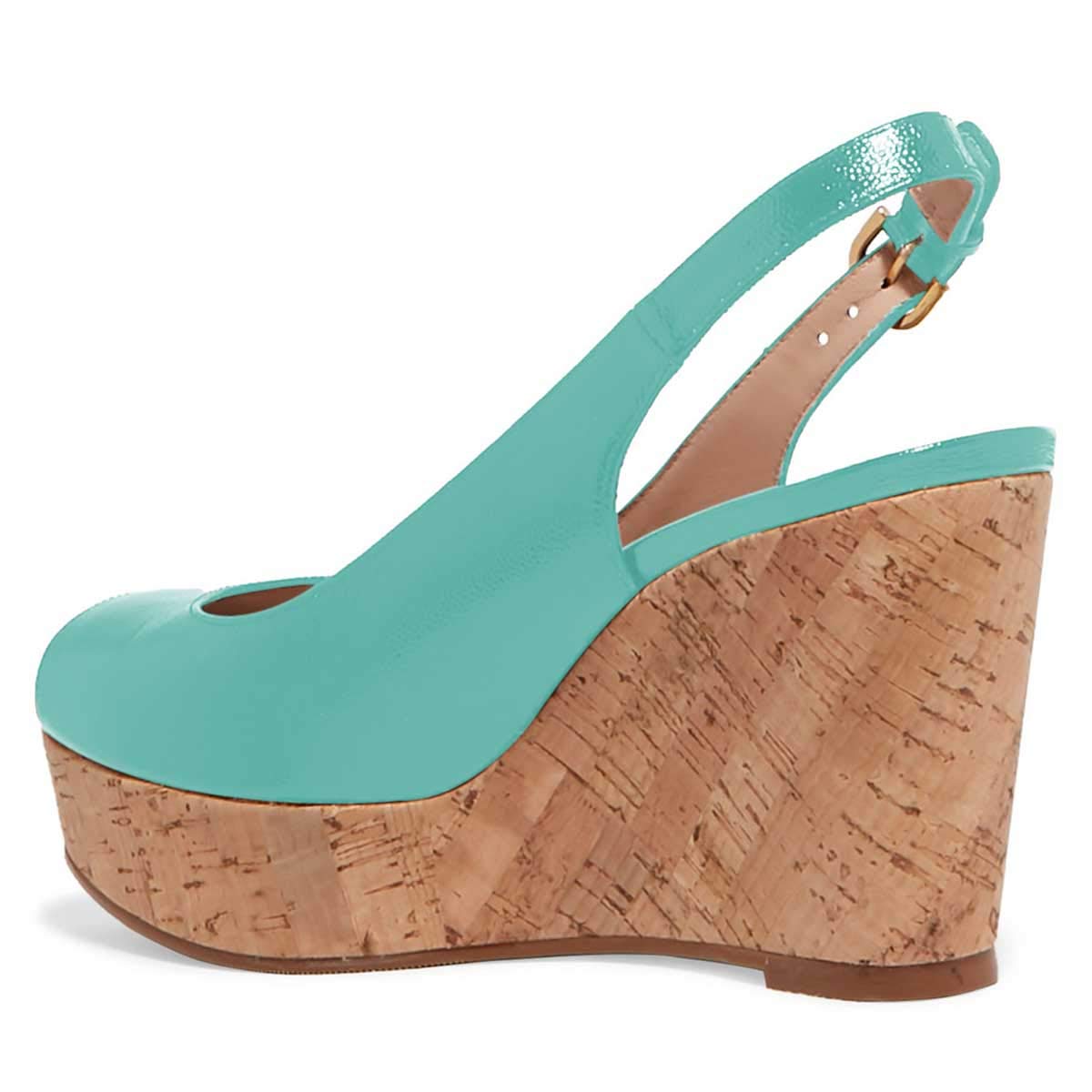 FSJ Women's Peep Toe High Heel Wedge Sandals - Slip On Cork Platform Pumps with Slingback Strap for Casual, Party & Dress Occasions | US Sizes 4-15 | Perfect for Weddings, Date Nights & Summer Outings