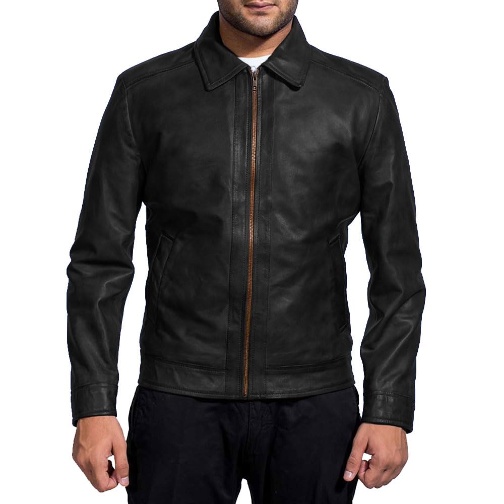 Men's Vintage Brown Lambskin Leather Jacket - Classic Style for Casual Wear