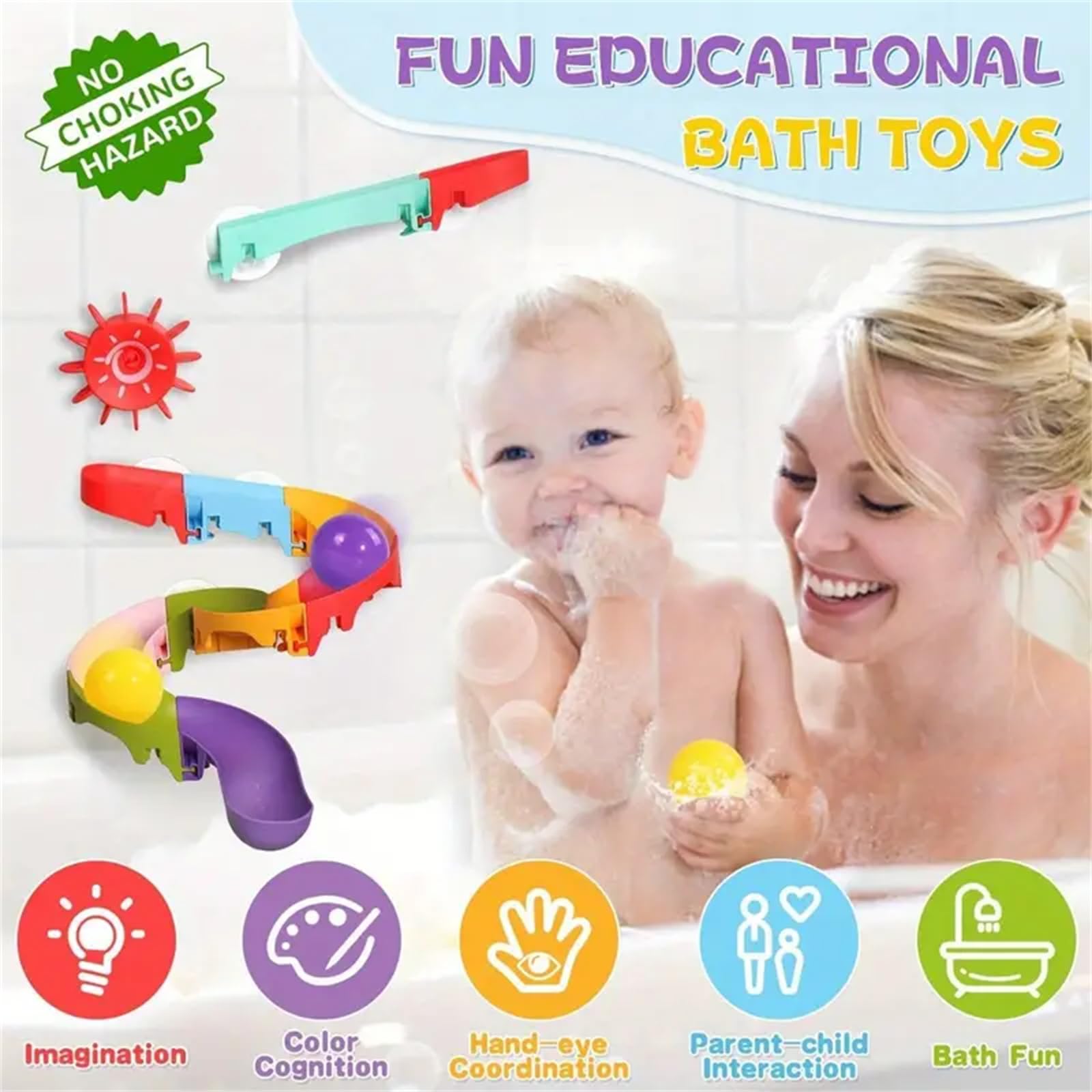32PCS Fun DIY Slippery Slide Bath Toys for Kids with Suction Cups - Summer Baby Bath Time Play Set for Toddlers | Perfect for Bathtub Fun, Sensory Play & Water Learning Activities