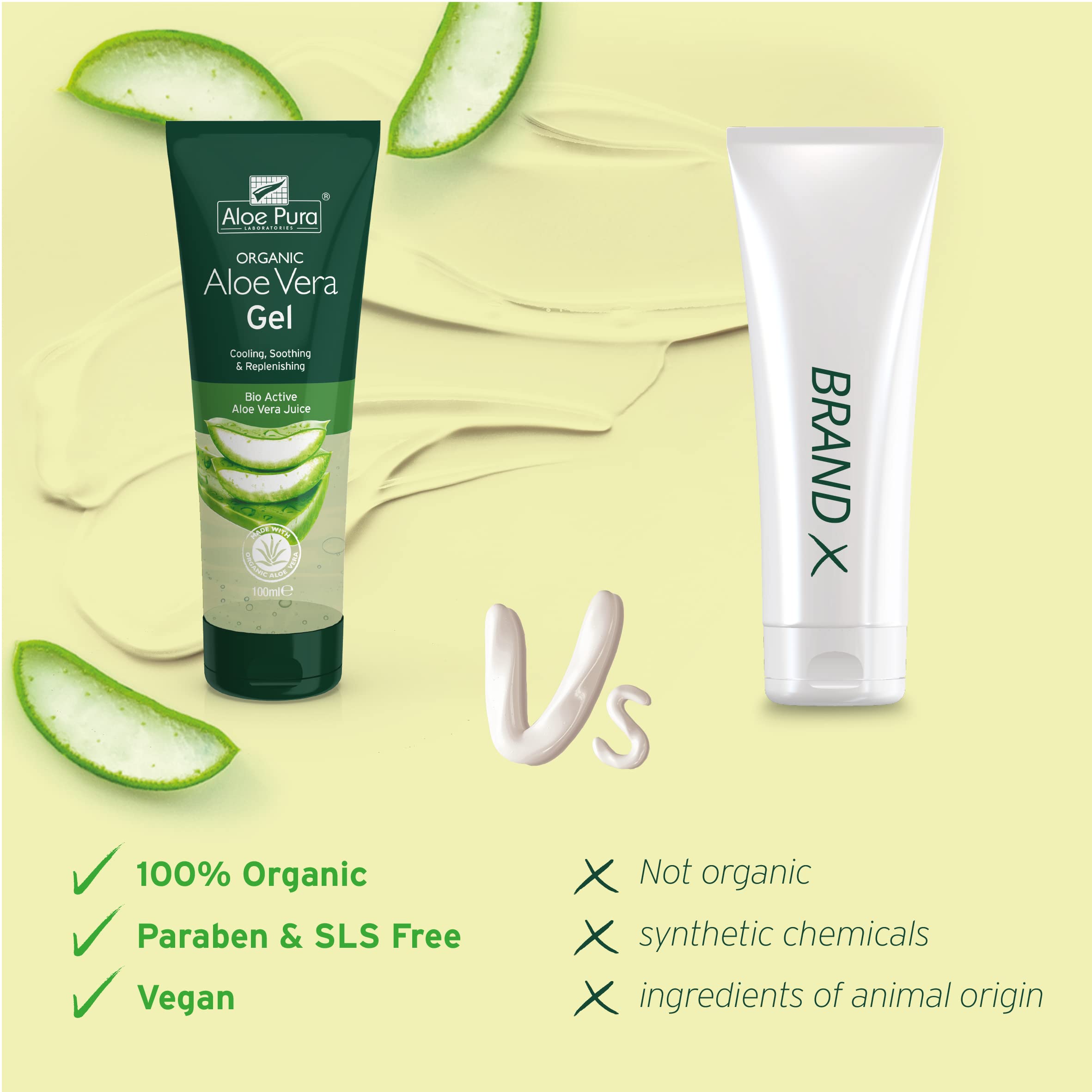 Organic Aloe Vera Gel by Aloe Pura - 100ml | Natural, Vegan, Cruelty-Free, Paraben & SLS Free | Cooling & Soothing for Sunburn, Dry Skin & After Shave Care