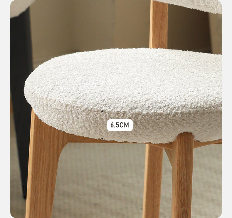 Premium Oak Solid Wood Makeup Stool with Soft Lamb Velvet Upholstery - Perfect for Vanity, Dressing Table & Bedroom Decor