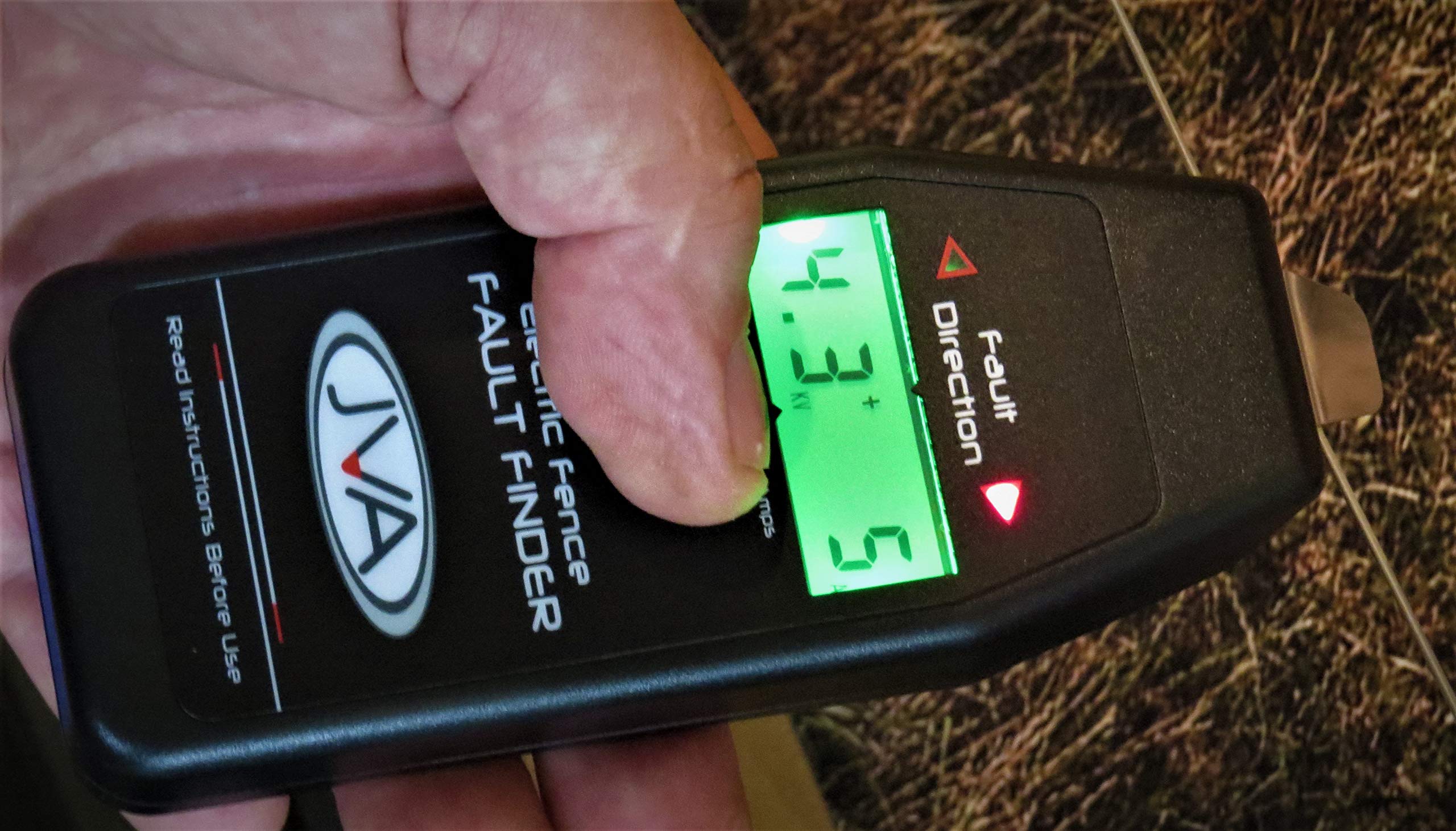 JVA Fault Finder & Fence Tester - Wireless Design Prevents Tangles & Shocks | Built-in Digital Voltage & Current Meter with LCD Display | Perfect for Electric Fence Maintenance & Farm Safety