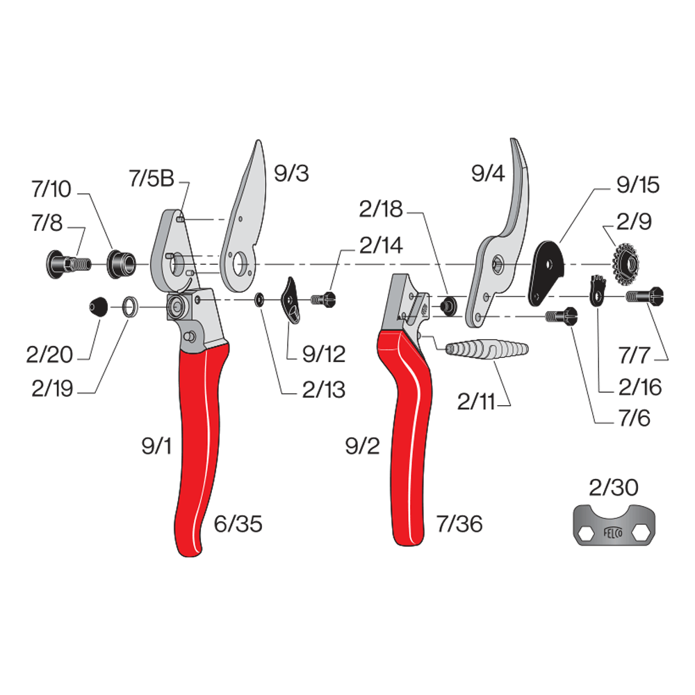 Felco 9 Pruner Replacement Parts - Blades, Springs & Screws for Gardening Shears | Perfect for Professional Gardeners & Landscaping Tools Maintenance