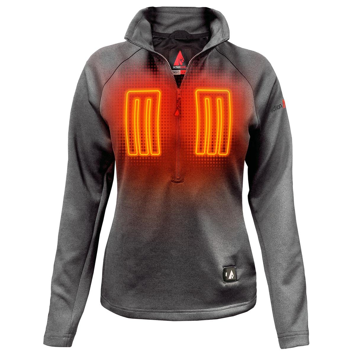 ActionHeat 5V Battery Heated 1/2 Zip Pullover Shirt for Women - 3-Zone Heating System with Touch-Button Technology, Grey XL - Perfect for Winter Sports, Outdoor Activities & Cold Weather Commuting