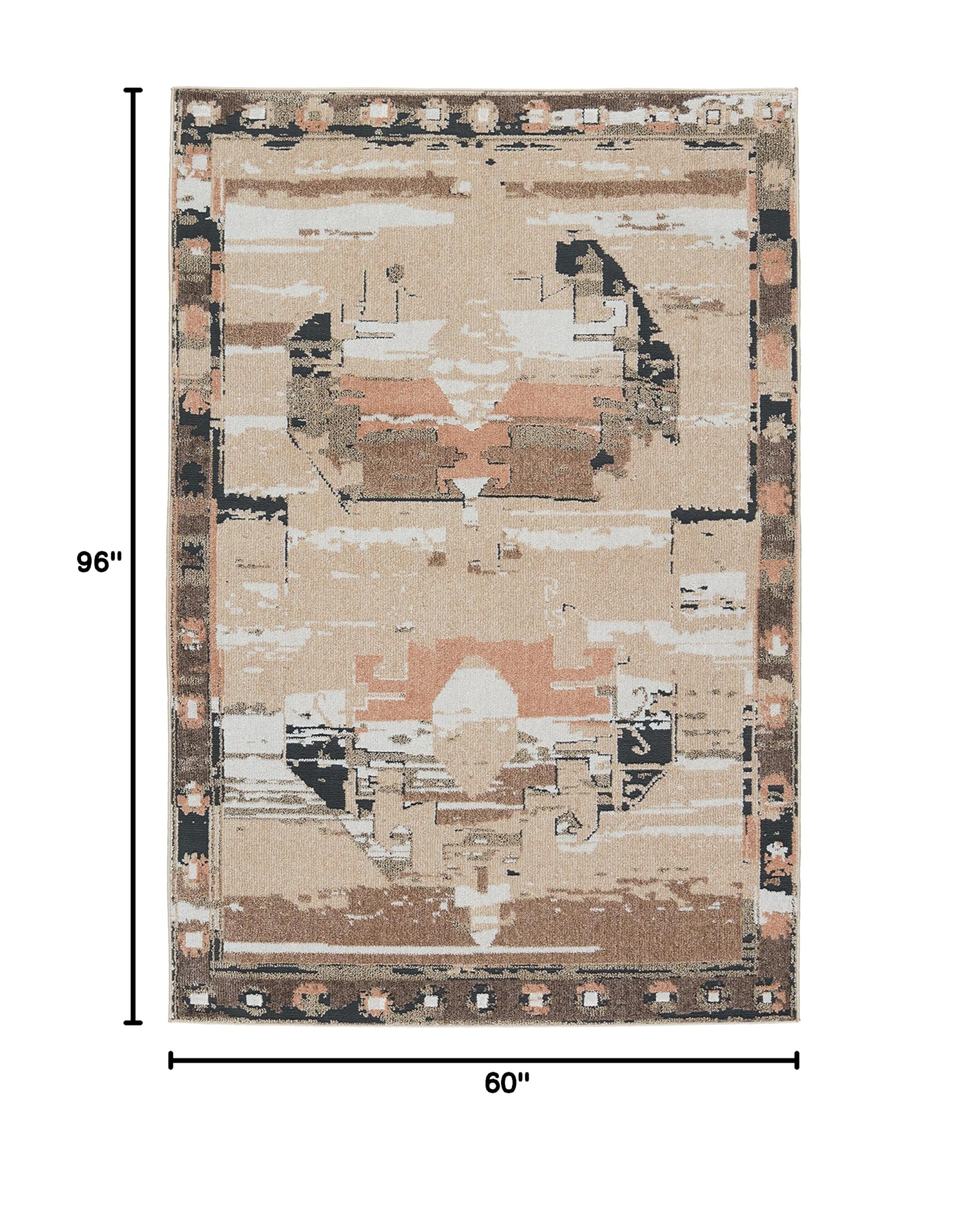 Jaipur Living Naomi Medallion Beige/Tan 5'x8' Area Rug - Soft & Durable for Living Room, Playroom, Home Office & Dining Room - Perfect for Family Gatherings & Cozy Home Decor