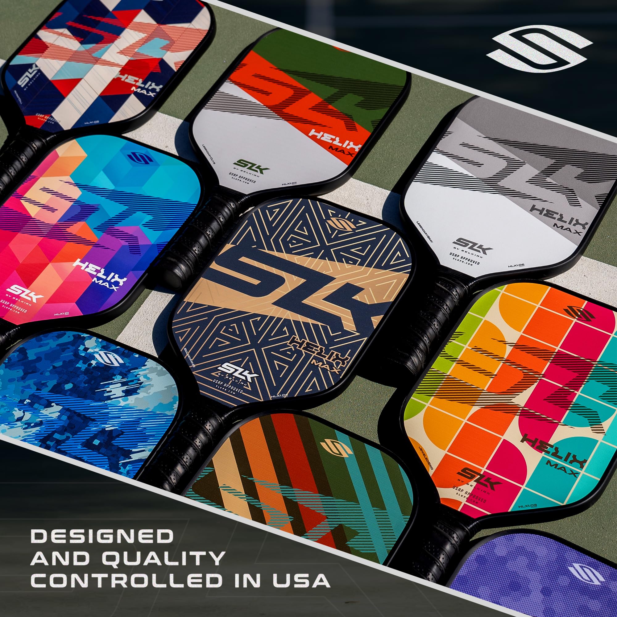 2024 SLK Helix Pro Pickleball Paddle - Premium Carbon Fiber & Fiberglass Hybrid Face with Thermoformed Core for Ultimate Control | Perfect for Competitive Play & Recreational Games