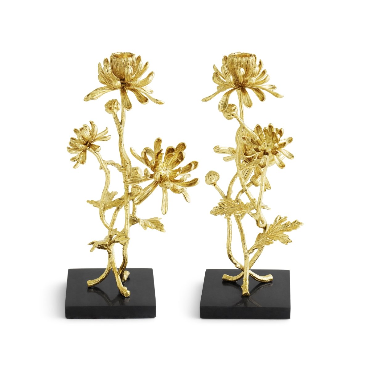Elegant Dahlia Tall Candle Holders Set of 2 - Perfect for Wedding Centerpieces, Romantic Dinner Decor, and Home Tabletop Lighting