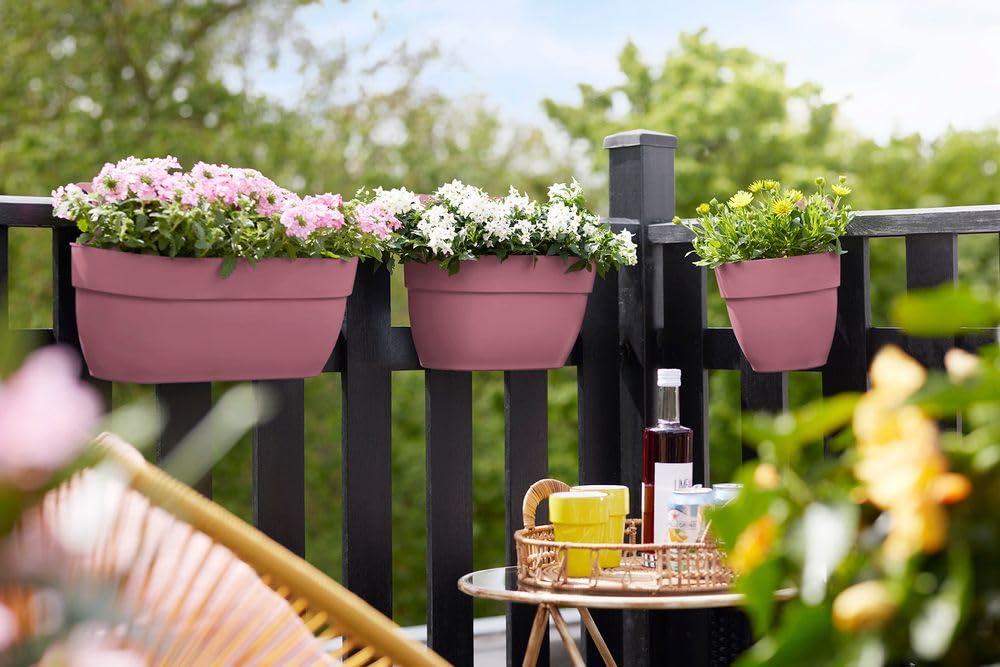 elho Vibia Campana Easy Hanger M 36 - Hanging Planter for Balcony, Garden & Outdoor Decor - Ø 36.0 x H 26.5 cm - Pink/Dusty Pink - Perfect for Patios, Porches and Urban Gardening Spaces