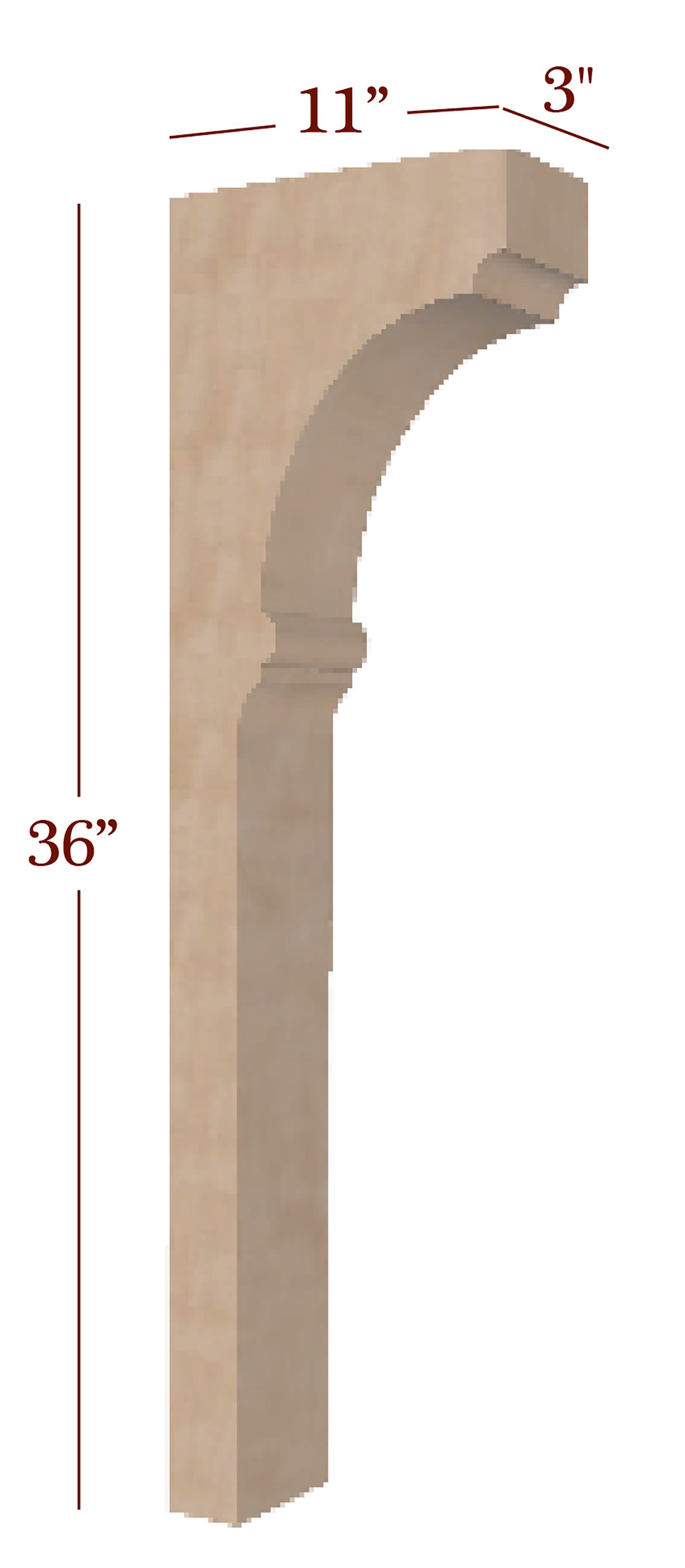 3 Nantucket Trim to Height Low Profile Massive Island Corbel or Hood Corbel - Heavy Duty Support for Kitchen Islands & Range Hoods - Perfect for Rustic & Farmhouse Style Decor