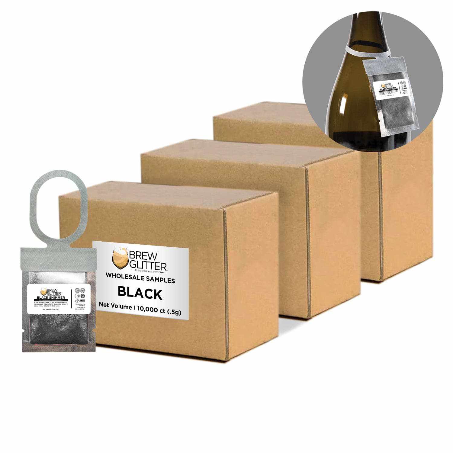 Black Brew Glitter® Necker - Bulk Wholesale Scarf for Women & Men | Perfect for Parties, Festivals, and Fashion Accessories