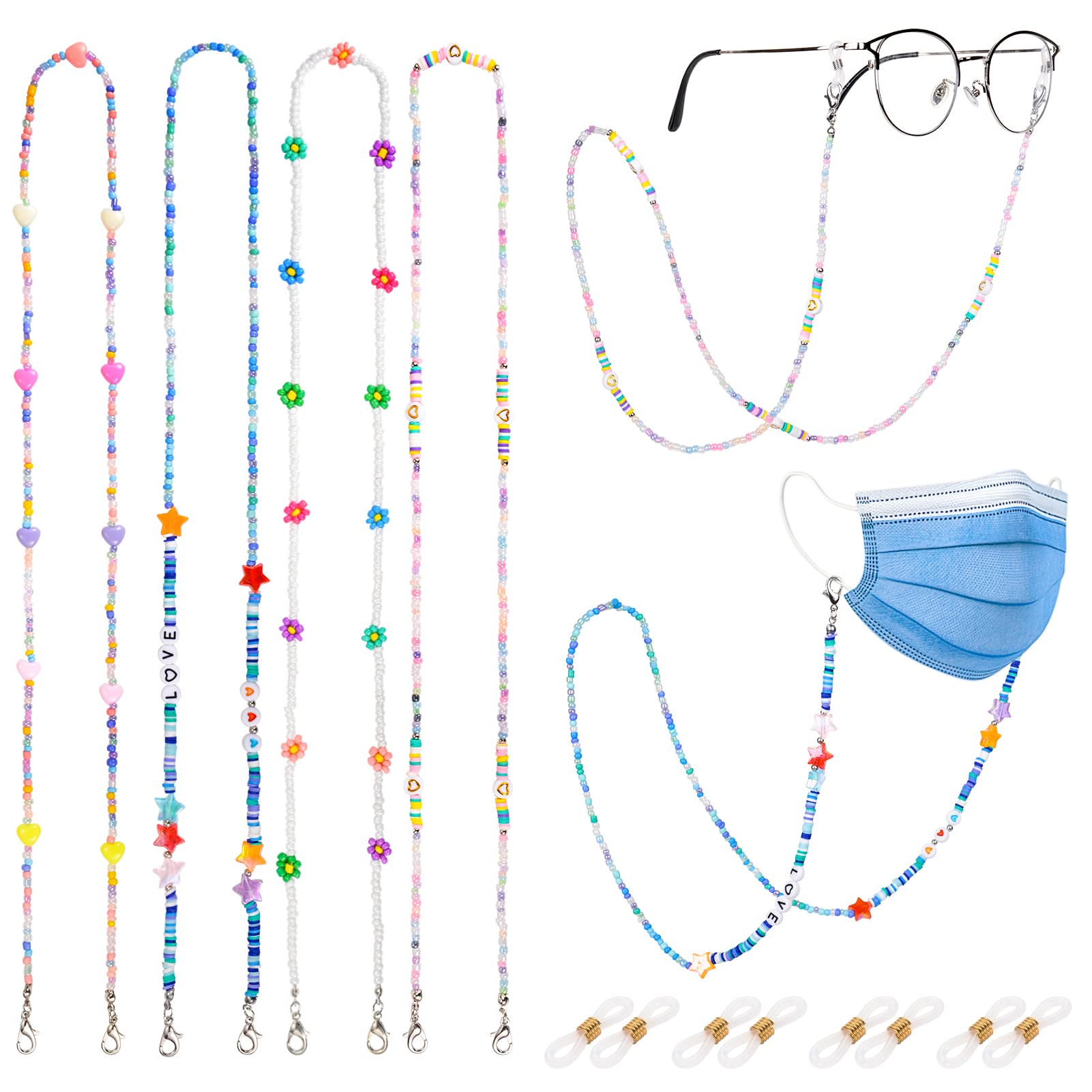 BTOYM Stylish Glasses Chain for Women - Adjustable Eyeglass Strap, Mask Lanyard & Sunglass Holder - Perfect for Reading, Driving, Work & Outdoor Activities