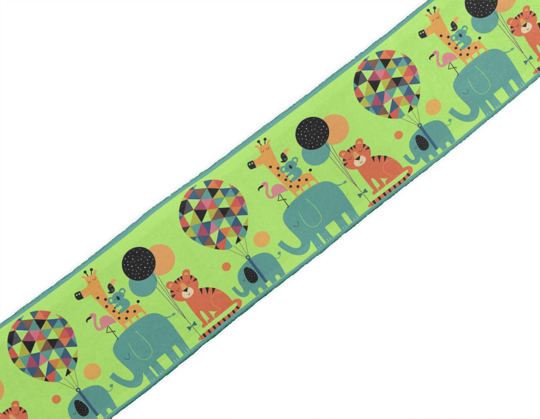 Green Balloon & Animals Cartoon Printed Velvet Ribbon Trim - 9 Yards x 4 Inches Wide for Crafts, Sewing & DIY Accessories | Perfect for Gift Wrapping, Scrapbooking & Home Decor