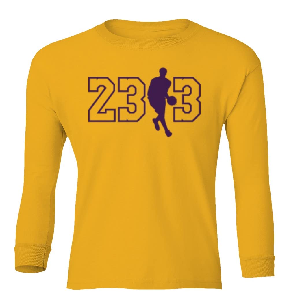 KING THREADS Los Angeles Basketball Star 23 Davis 3 Youth Long Sleeve T-Shirt - Perfect for Game Day, Fan Events & Streetwear Fashion