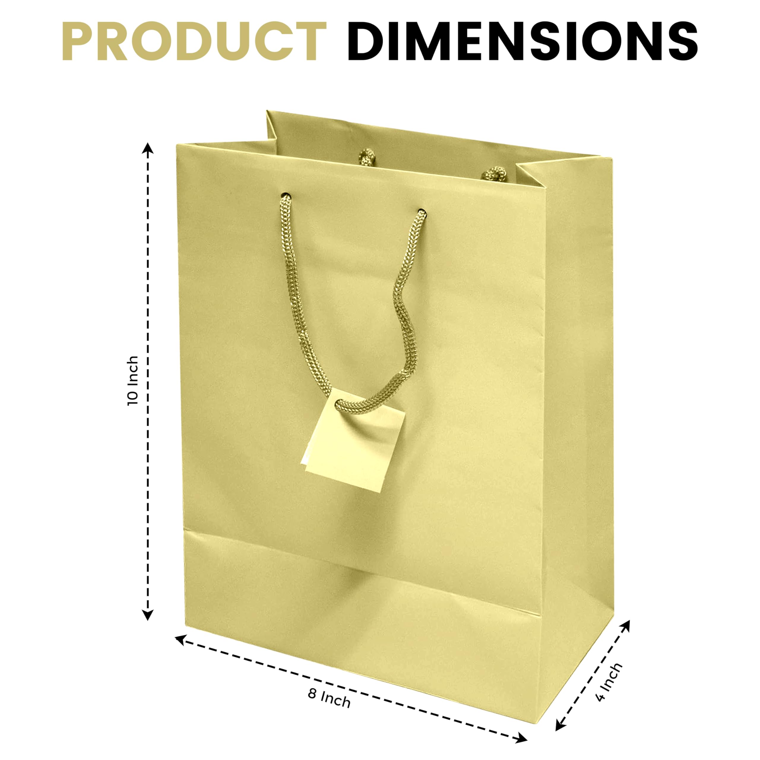 10 Pack Large Ivory Paper Gift Bags with Handles 8x4x10 Inches - Bulk Euro Tote Bags for Business, Shopping, Birthday Parties & Groceries | Perfect for Retail Packaging, Wedding Favors & Personal Gift Giving
