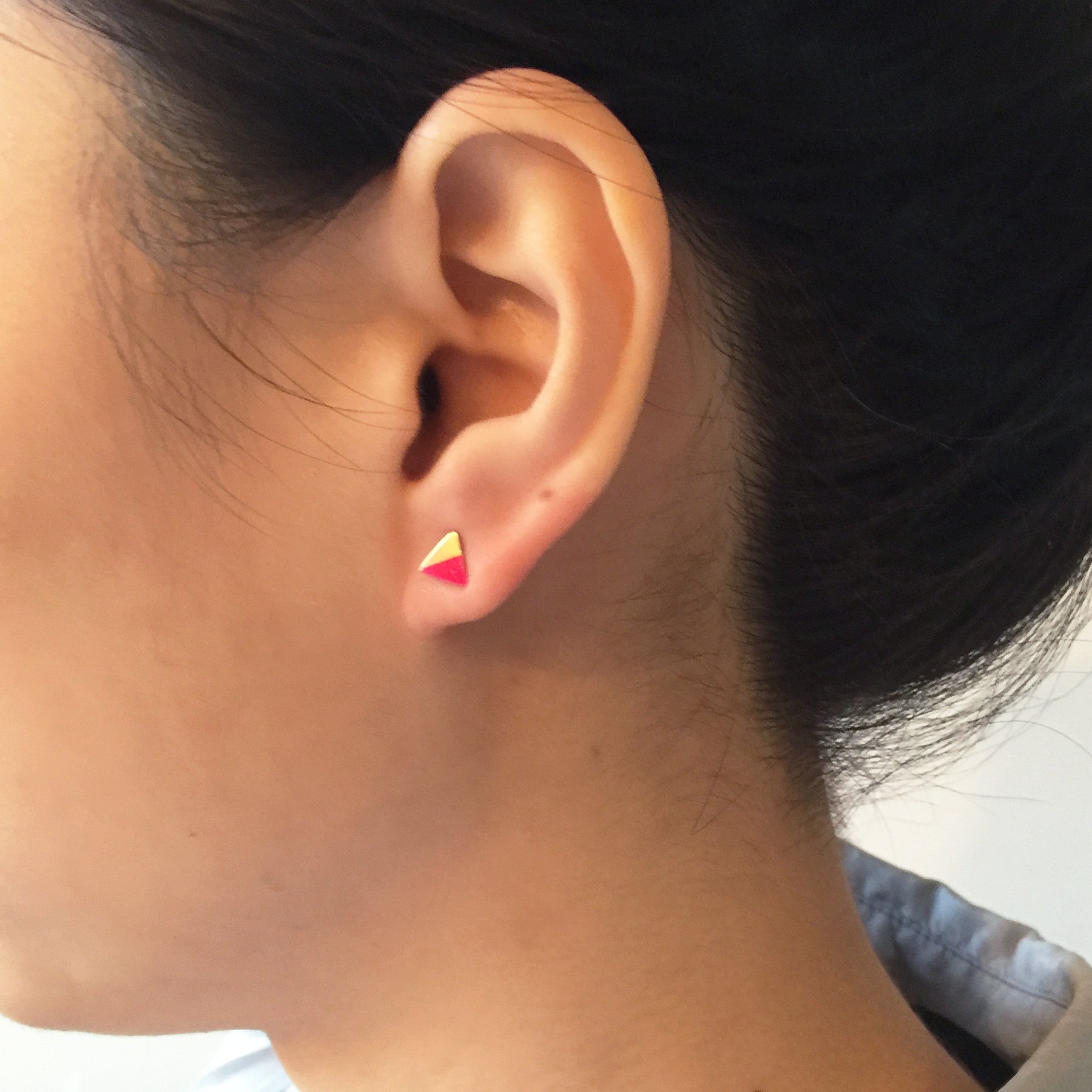 Gold Triangle Color Block Stud Earrings - Geometric Dangle Earrings for Women | Perfect for Parties, Weddings & Everyday Wear