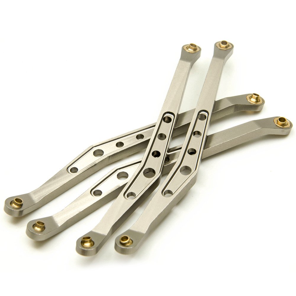 8Pcs Aluminum Linkage Rod Arm Set for 1/10 Axial Wraith 90018 RC Truck - Upper & Lower Suspension Links (Titanium Type A) - Perfect for Off-Road Crawling & RC Car Upgrades