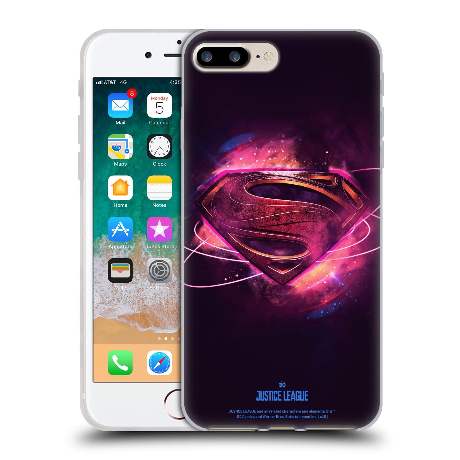 Officially Licensed Justice League Movie Superman 2 Logos Soft Gel Phone Case for Apple iPhone 7 Plus/iPhone 8 Plus - Perfect for DC Fans, Superhero Enthusiasts & Comic Book Lovers - Great for Daily Use, Work, School & Travel Protection
