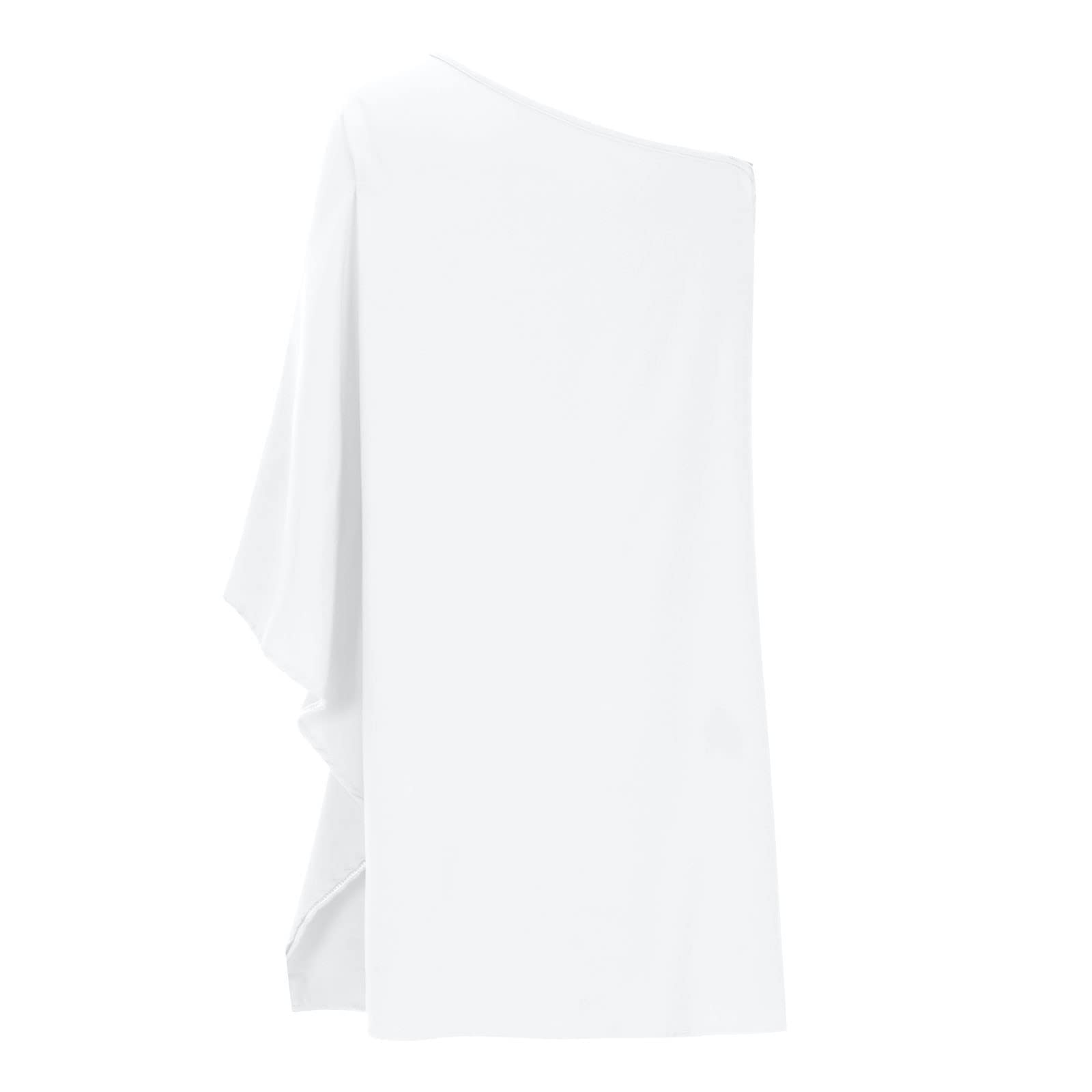 Elegant Women's One Shoulder Cocktail Dress - Summer Loose Fit Solid Color Doll Sleeve Party Dress for Night Out, Date Night & Special Occasions