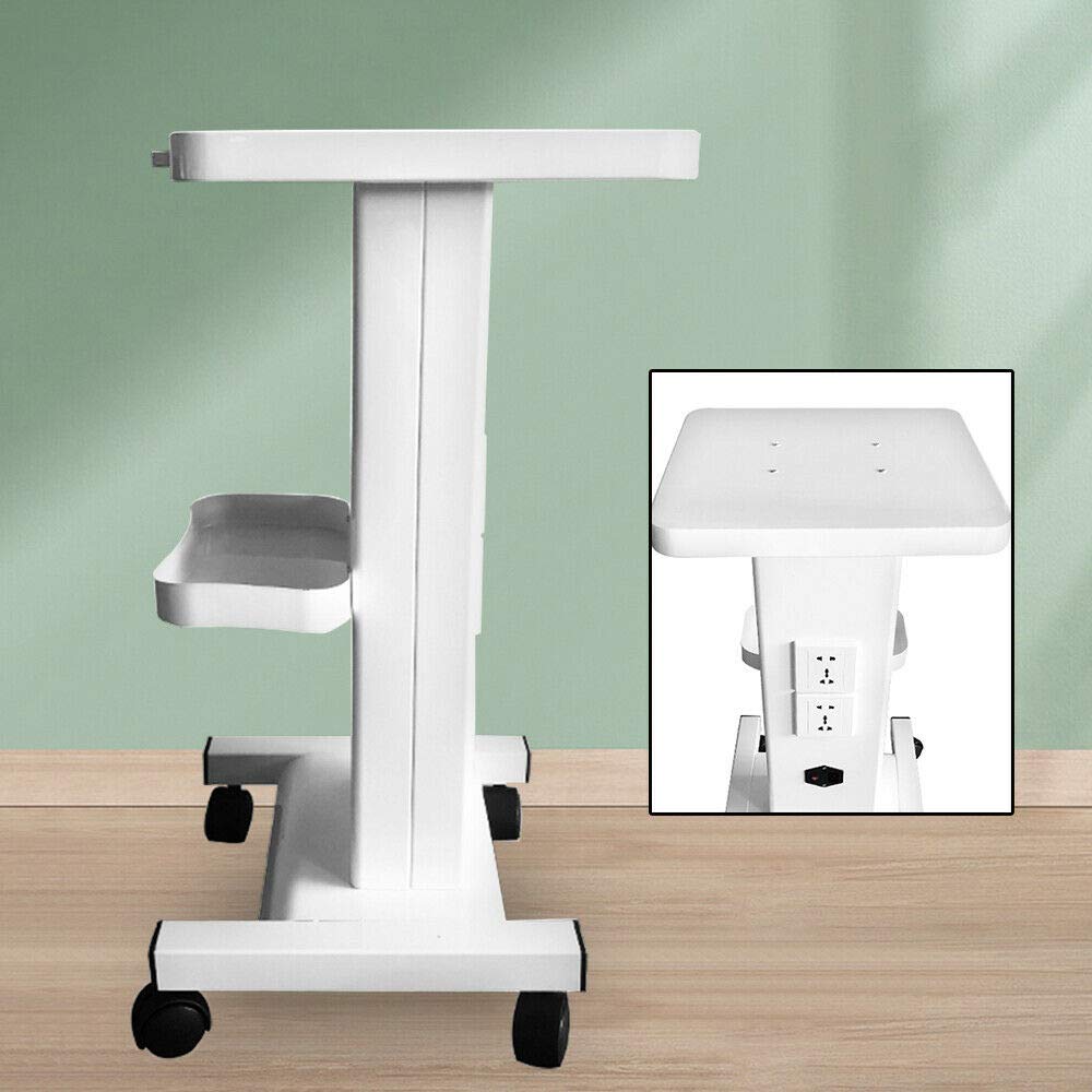 Professional Salon Trolley Stand with Socket - White 4-Wheel Esthetician Cart, 110V Beauty Spa Trolley for Hairdresser & Salon Use - Perfect for Mobile Styling, Waxing, Nail Services (Style-A)