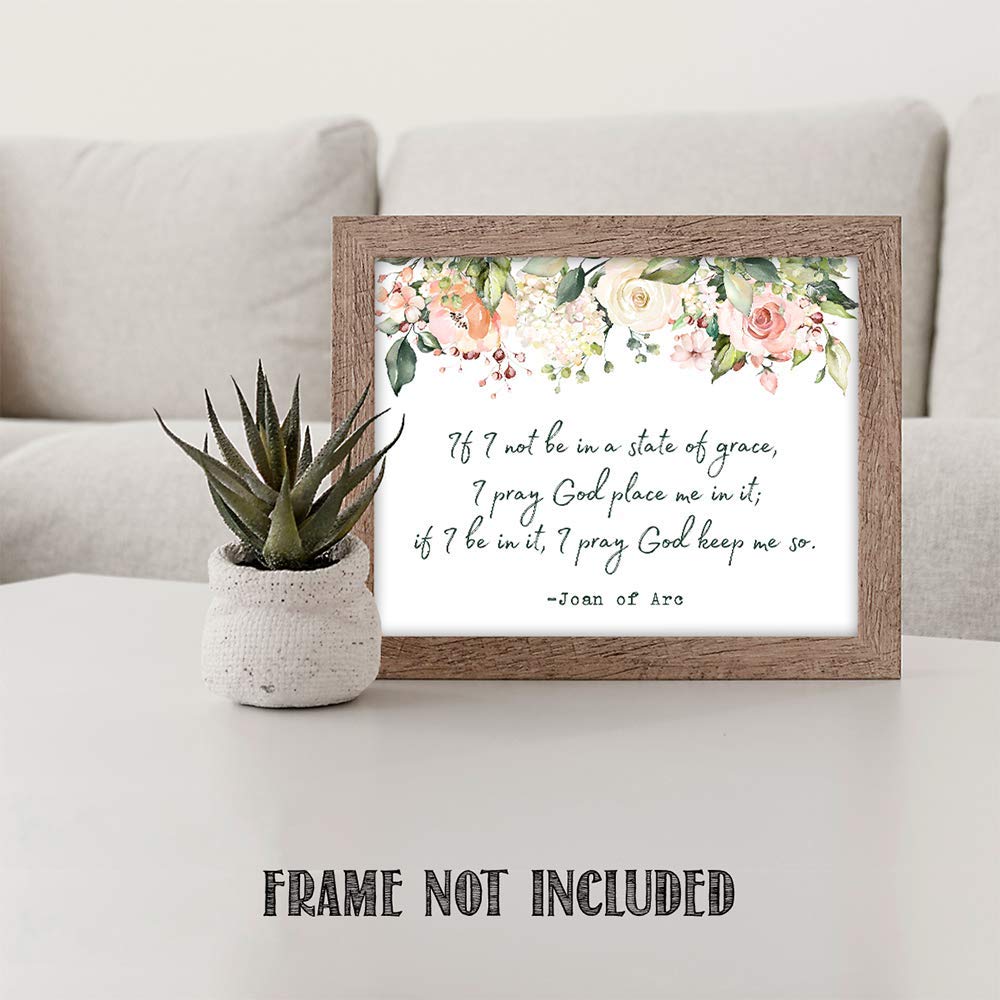 TJ Originals - Joan of Arc Christian Bible Quote Wall Art Print 11x14 Inches | Inspirational Bible Verse Decor for Home, Office & Church | Gift for Women, Family & Friends | Birthday & Religious Occasions | Floral Design