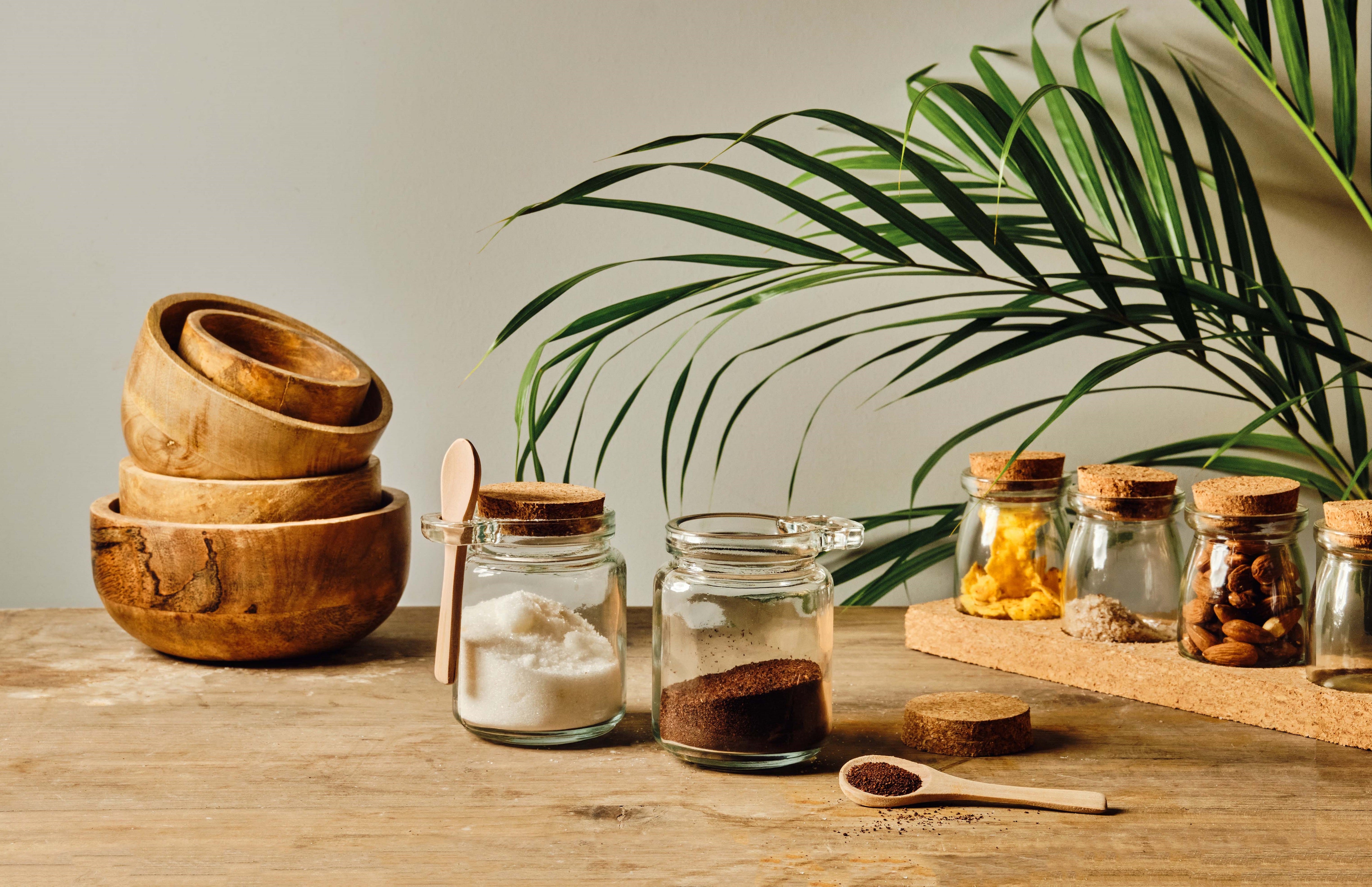 Premium Cork & Glass Spice Rack Organizer - 12 Jars with Wooden Stand for Kitchen Countertop, Pantry & Dining Room Storage - Perfect for Herbs, Seasonings & Spices