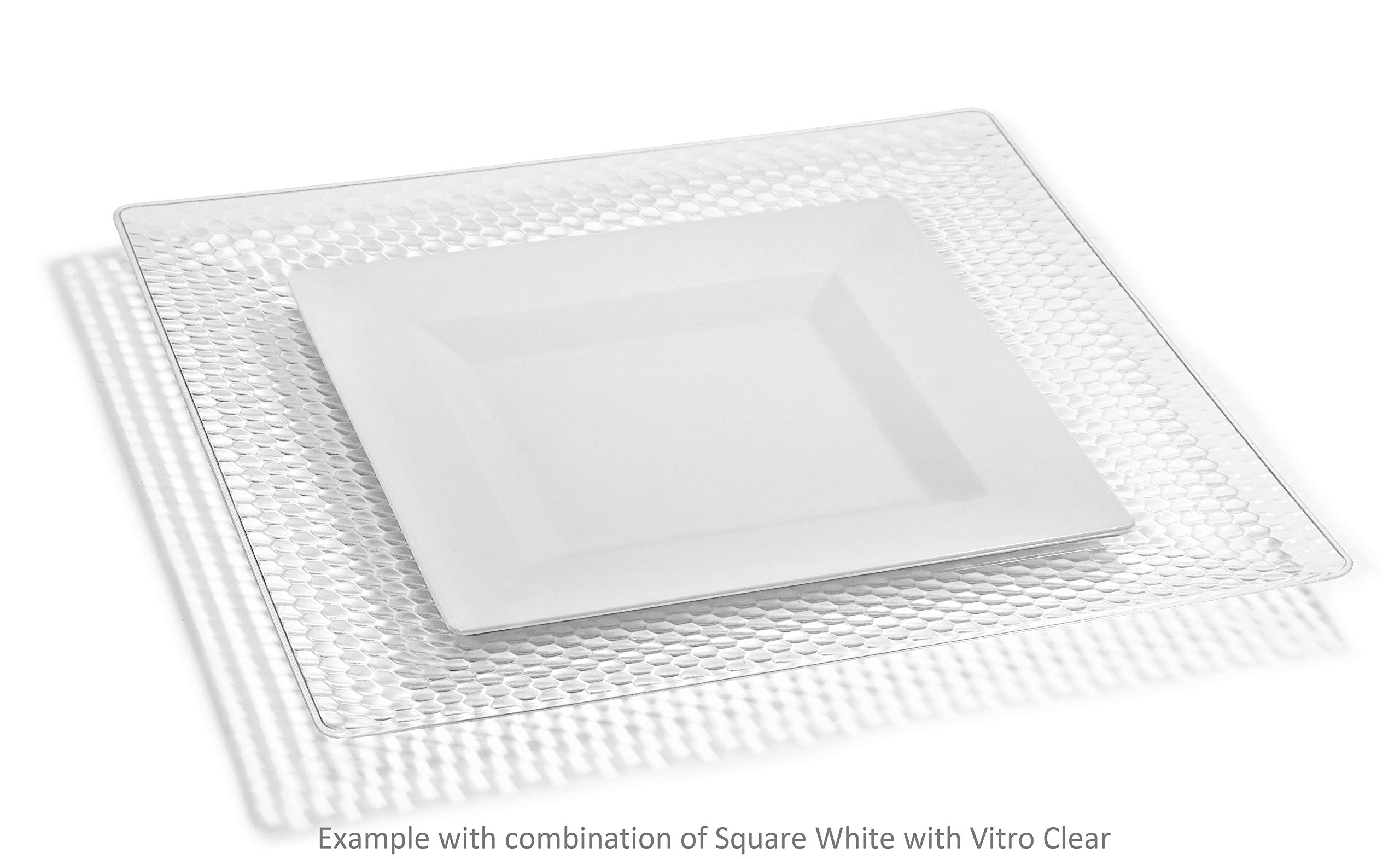 OCCASIONS 40-Pack Heavyweight Disposable Plastic Plates - 9.5 Inch Square White Dinner Plates for Wedding, Party, Catering & Events | Elegant Disposable Tableware for Formal Dinners, Buffets & Special Occasions