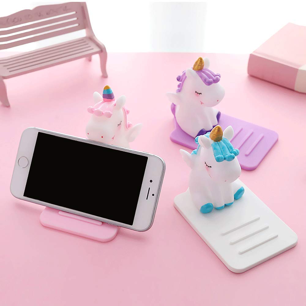 3 Pack Adjustable Unicorn Phone Stand Holder - Cute Cartoon Desktop Cell Phone Dock for Girls - Multi-Function Smartphone Accessory for Home, Office & Car Use - Perfect Gift for Unicorn Lovers