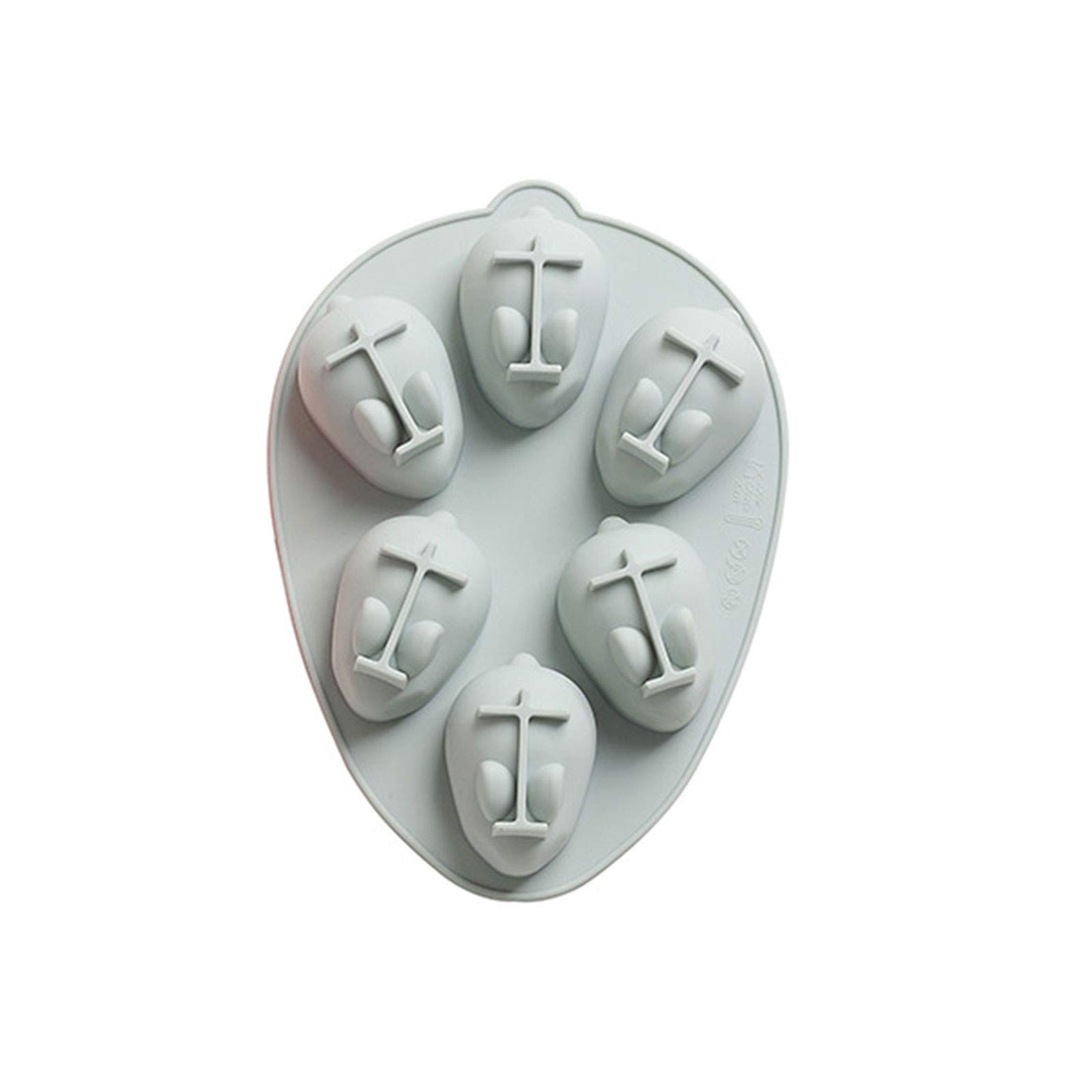Wodceeke 6-Hole 3D Rabbit Silicone Baking Mold - Microwave Safe DIY Cake & Cookie Mold for Easter (Gray, Medium Size) - Perfect for Holiday Treats, Party Desserts & Home Baking