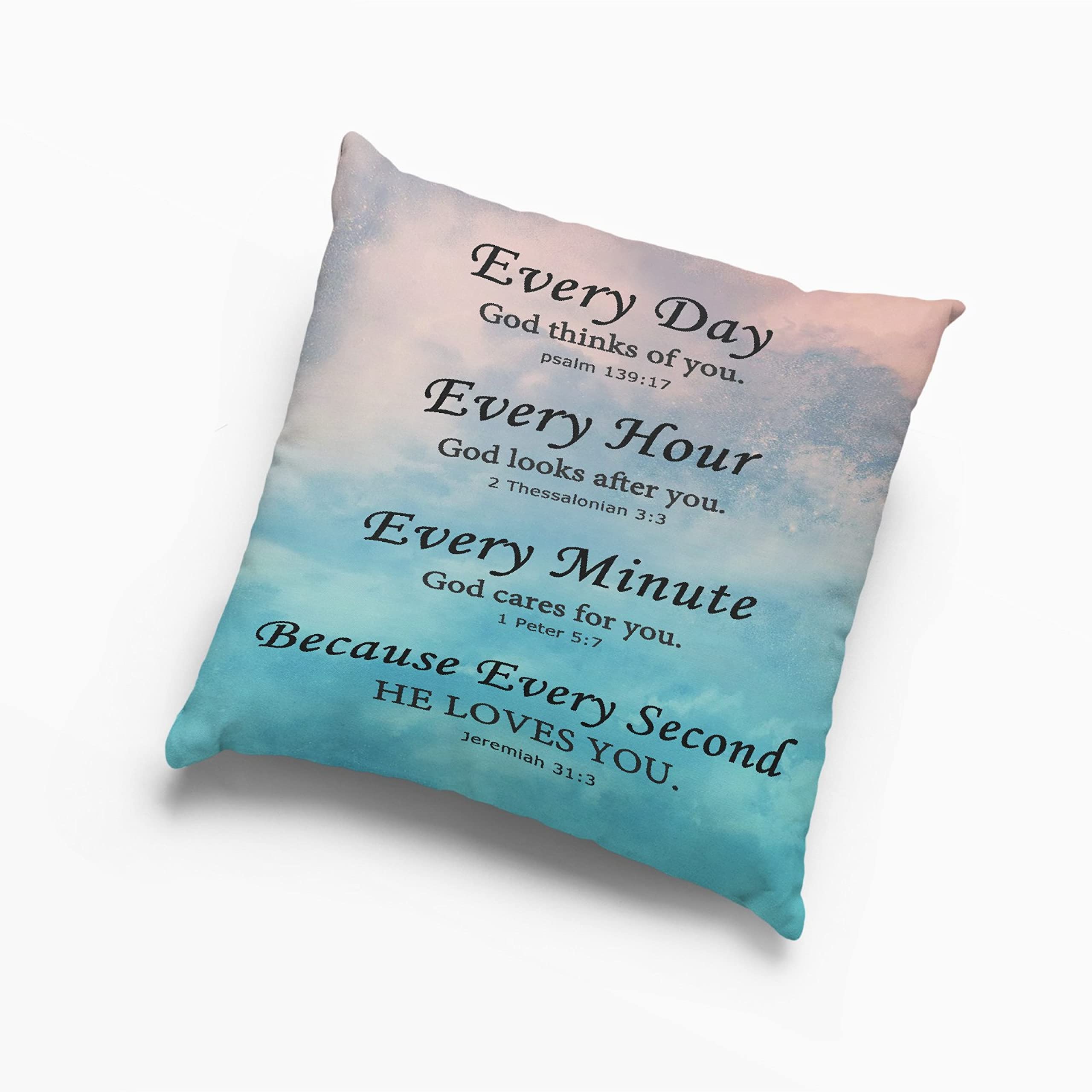 Inspirational Bible Verse Pillow Covers 18x18 Inch - Religious Home Decor Square Throw Pillow Cases for Sofa, Bed, Car - Perfect Christian Gift for Women & Men