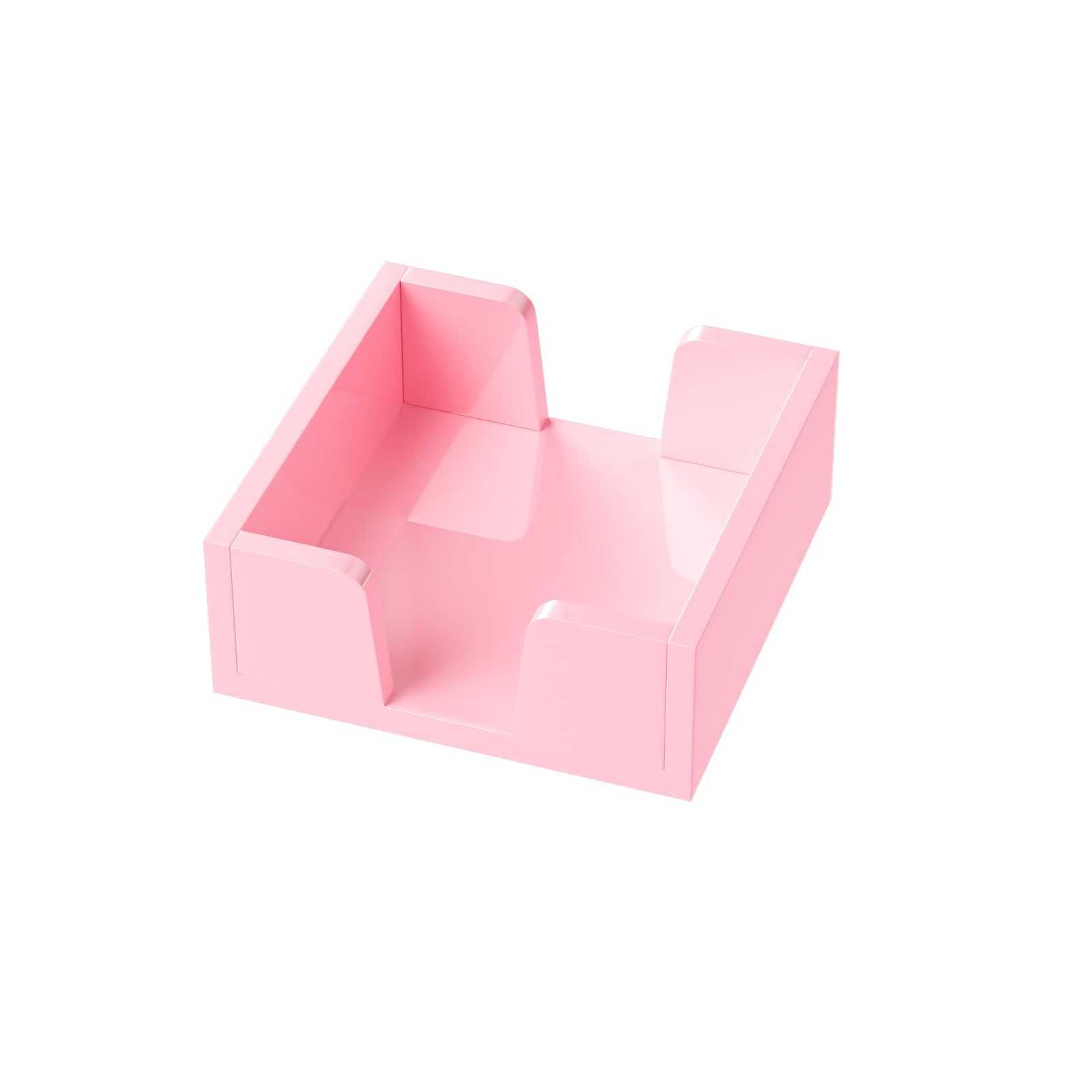 WINFFOR Acrylic Sticky Note Holder Dispenser - 3x3 Inch Clear Memo Pad Organizer for Office Desk, School & Home (Without Pads) - Light Pink | Perfect for Note-Taking, Task Reminders & Workspace Organization