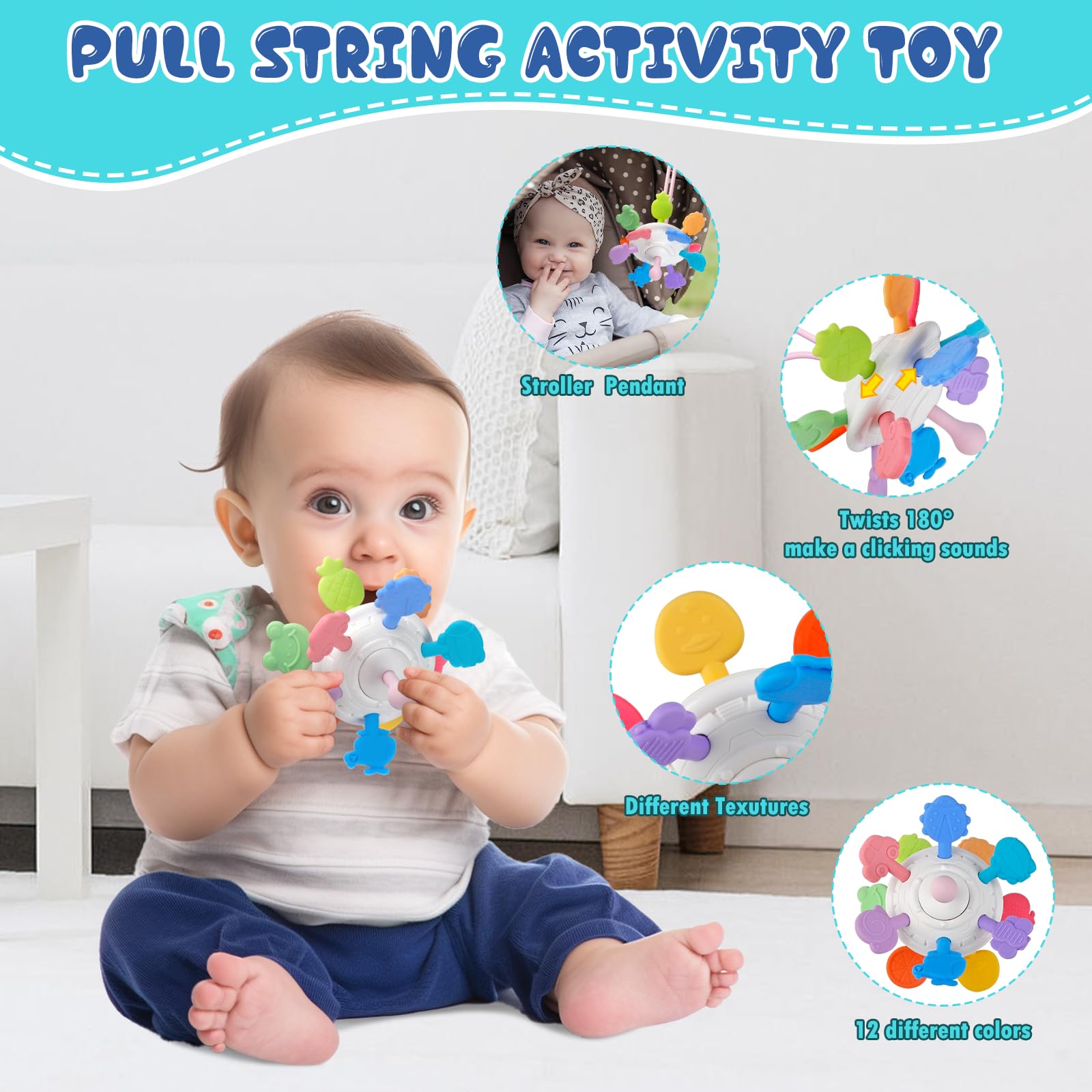 Martiount 4-in-1 Montessori Baby Toys for 6-18 Months - Stacking Building Blocks, Pull String & Teething Sensory Toys for Infants 1-3 Years Old | Perfect for Early Learning, Fine Motor Skills Development & Toddler Playtime