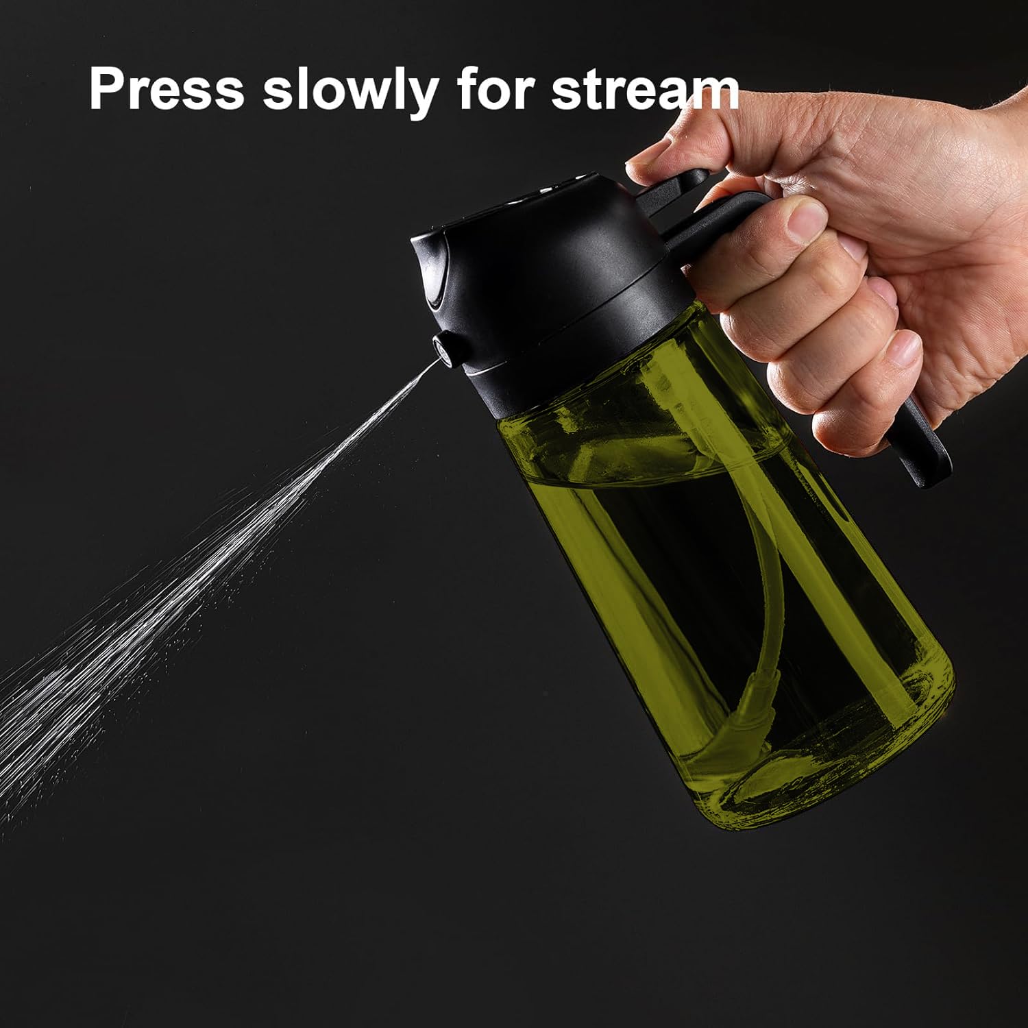 16oz (470ml) Olive Oil Dispenser & Sprayer Bottle - 2-in-1 Kitchen Oil Container with Brush - Lightproof Design for Cooking, Grilling, Salad Dressing & Baking - Perfect for Olive, Vegetable & Coconut Oils