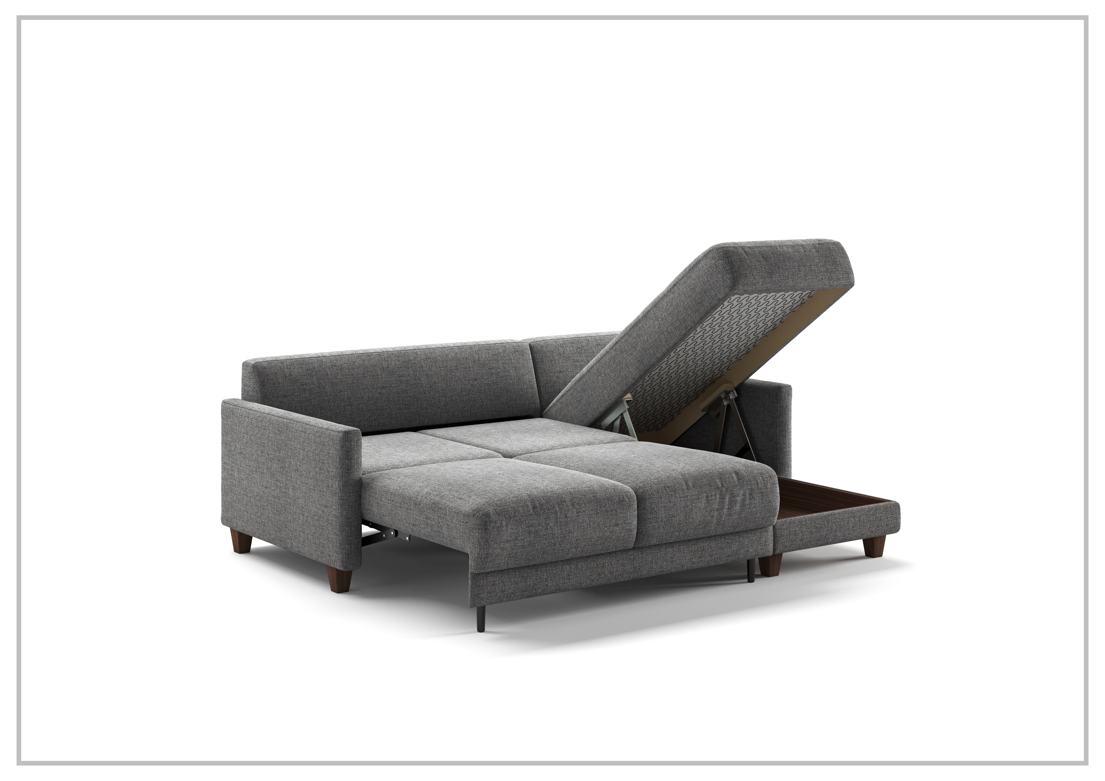 Luonto Martta Fabric Full XL Sectional Sleeper Sofa with Reversible Chaise - Modern Convertible Couch Bed for Living Room, Guest Room & Small Spaces