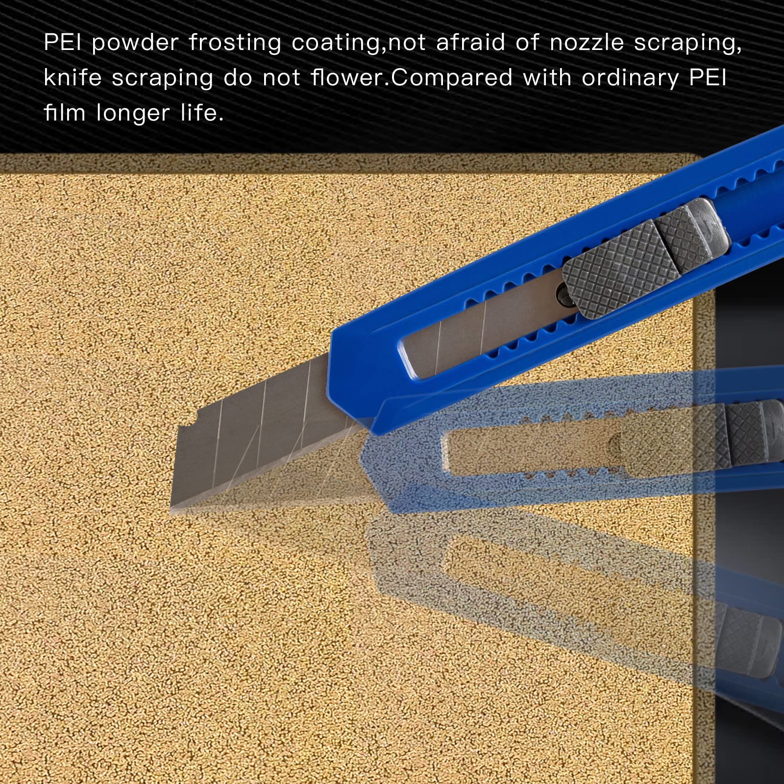 Double Sided Textured PEI Sheet for 3D Printers - 220x220mm Frosted PEI Printing Plate Compatible with Anet A8/A6, Robo R2, Wanhao Duplicator 6 & i3 (No Magnetic Base) - Perfect for Smooth First Layer Adhesion & Easy Print Removal
