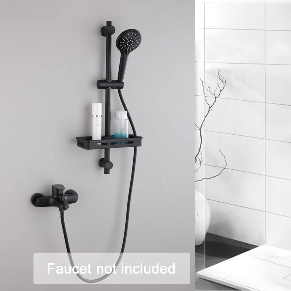 ABS Handheld Shower Head with Slide Bar - Stainless Steel Shower Hose & Bracket Set - Black Finish - Perfect for Bathroom Safety & Accessibility (Elderly, Kids, Disabled)