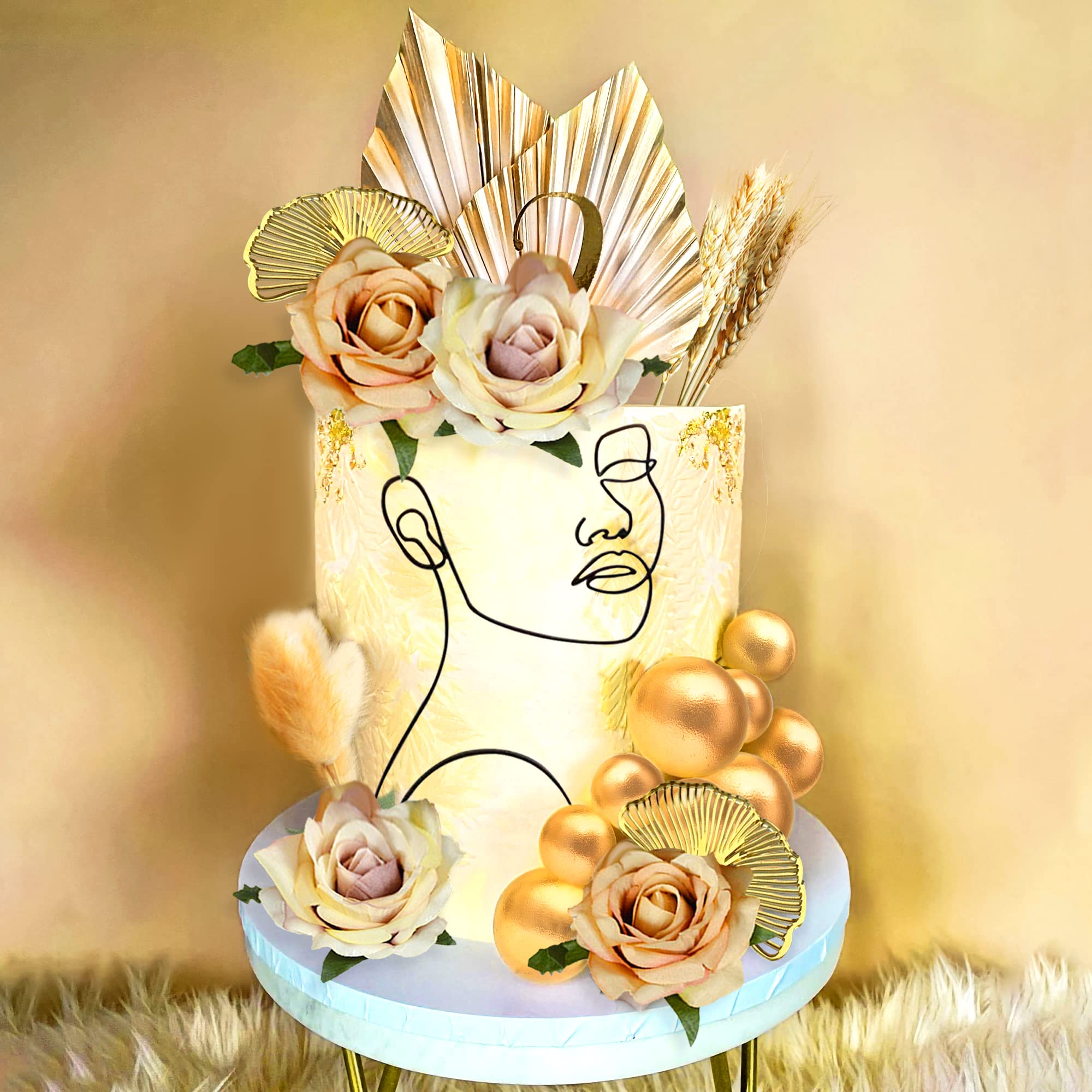 Elegant Acrylic Rose Cake Topper for Women - Minimalist Wedding Cake Decor, Bridal Shower, Birthday Party & Anniversary Celebration - Perfect for DIY Cake Decorating and Special Occasions