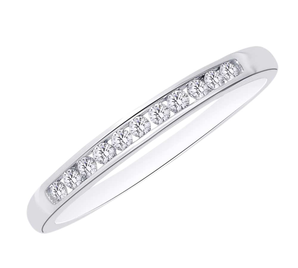10K Solid Gold Round White Natural Diamond Band Ring (0.2 CTTW) - Elegant Wedding, Engagement & Anniversary Jewelry Gift for Women