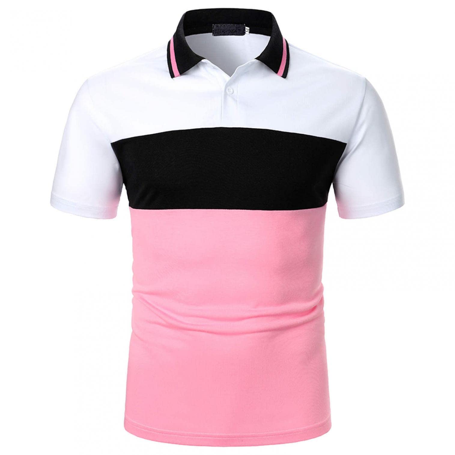 Men's Classic Short Sleeve Striped Polo Shirt - Breathable Cotton Casual Tee for Golf, Work & Everyday Wear | Fashionable Lapel Design & Comfortable Fit