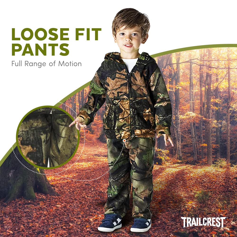 TrailCrest Toddler Camo Fleece Jacket & Pants Set - Warm Winter Outfit for Boys & Girls - Perfect for Outdoor Play, Hiking, and Cold Weather Adventures