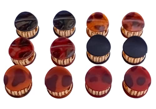 Women's Small Hair Claw Clips - 12 Pack Black & Brown Shine & Matte Hair Clips for Women & Girls - Perfect for Ponytails, Buns & Everyday Hairstyles