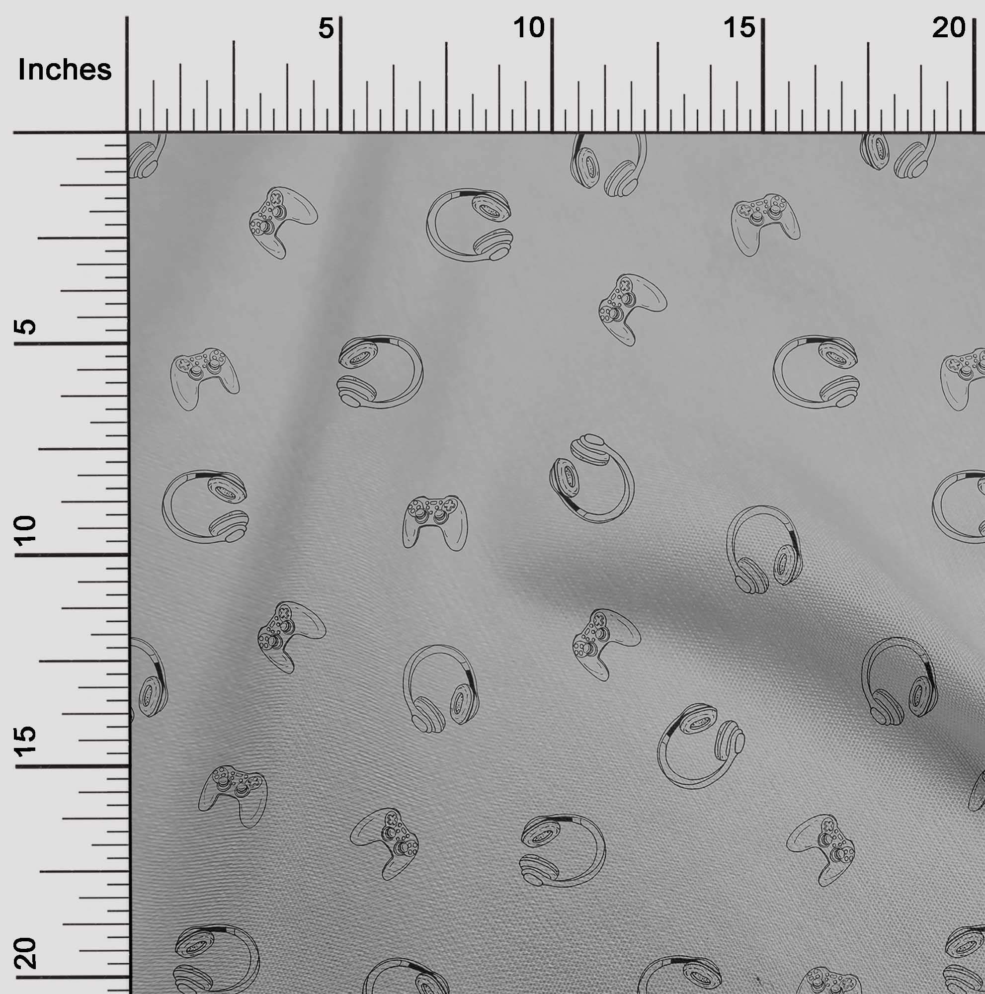 oneOone Viscose Chiffon Gray Fabric - 42 Inch Wide Printed Material for Sewing Retro Headphone Cases & DIY Crafts - Perfect for Costume Design, Quilting, and Home Decor Projects