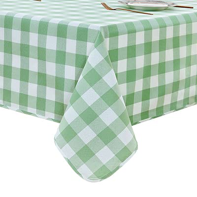 Gingham Light Green-yarn Dyed-tablecloth