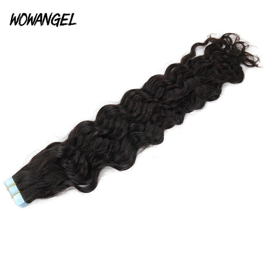 WOWANGEL Tape in Hair Extensions - Natural Black Human Hair, 40pcs 100g, Nature Wave for Volume & Length - Perfect for Daily Wear, Parties & Special Occasions